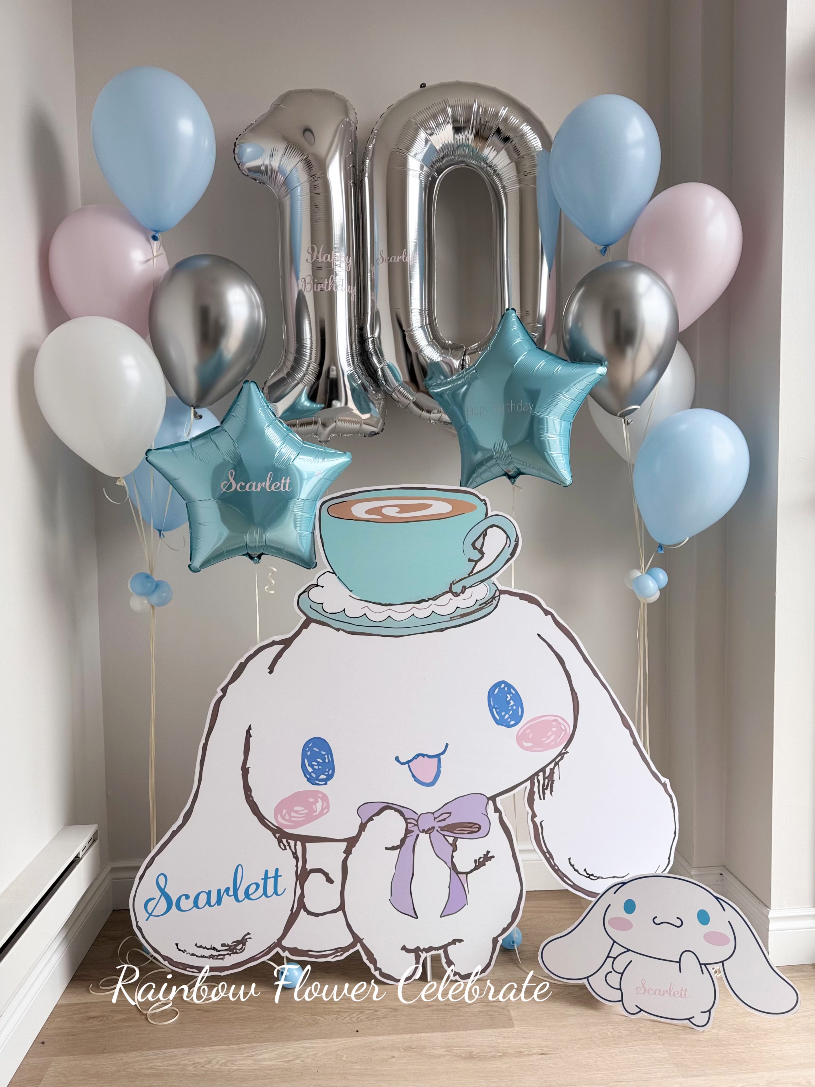 Kid's Favourite Character Cutout and Helium Balloon Bouquet - Rainbow Flower Celebrate