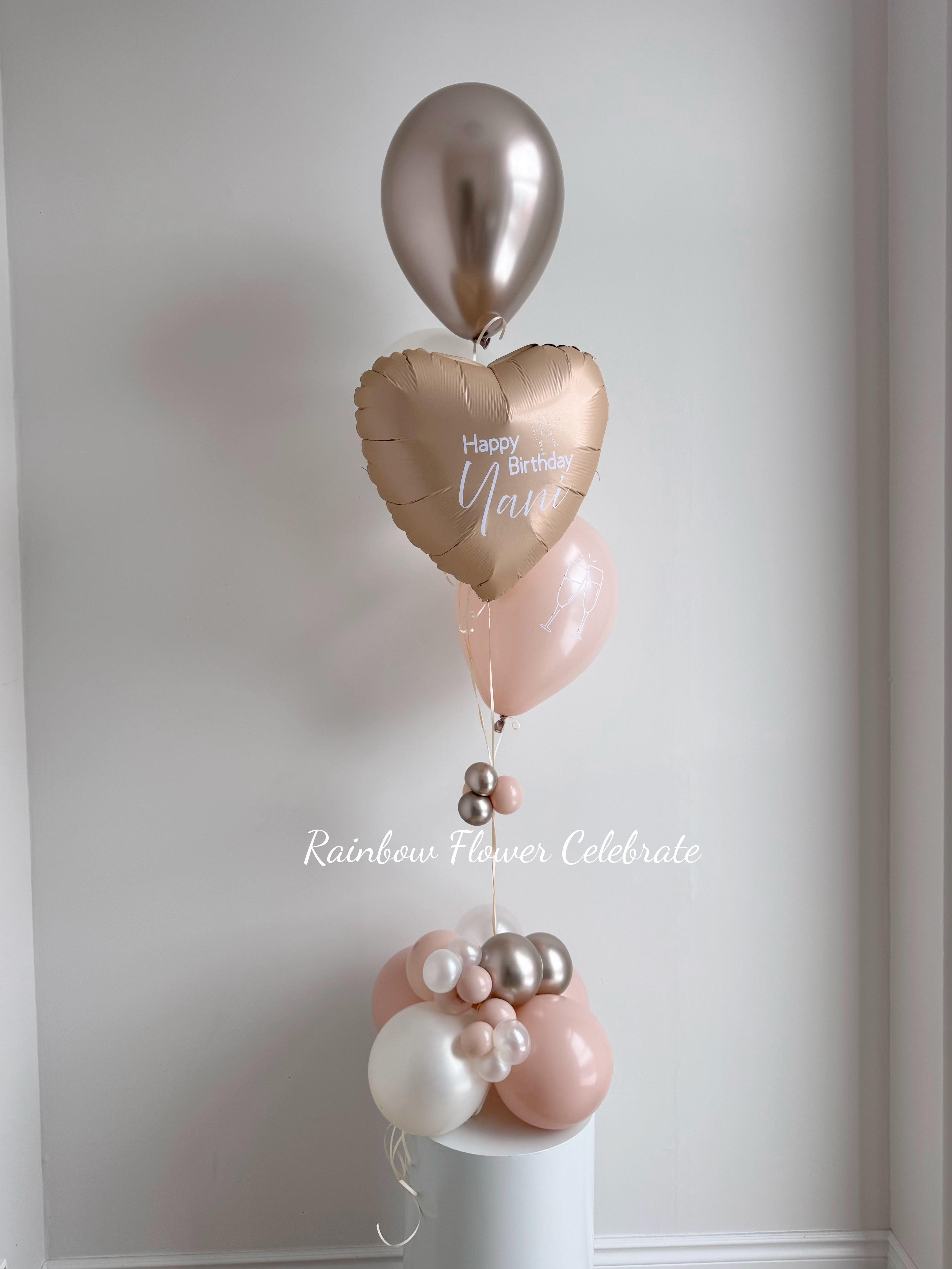 Centrepiece Helium Balloon with personalized message on heart foil for star foil