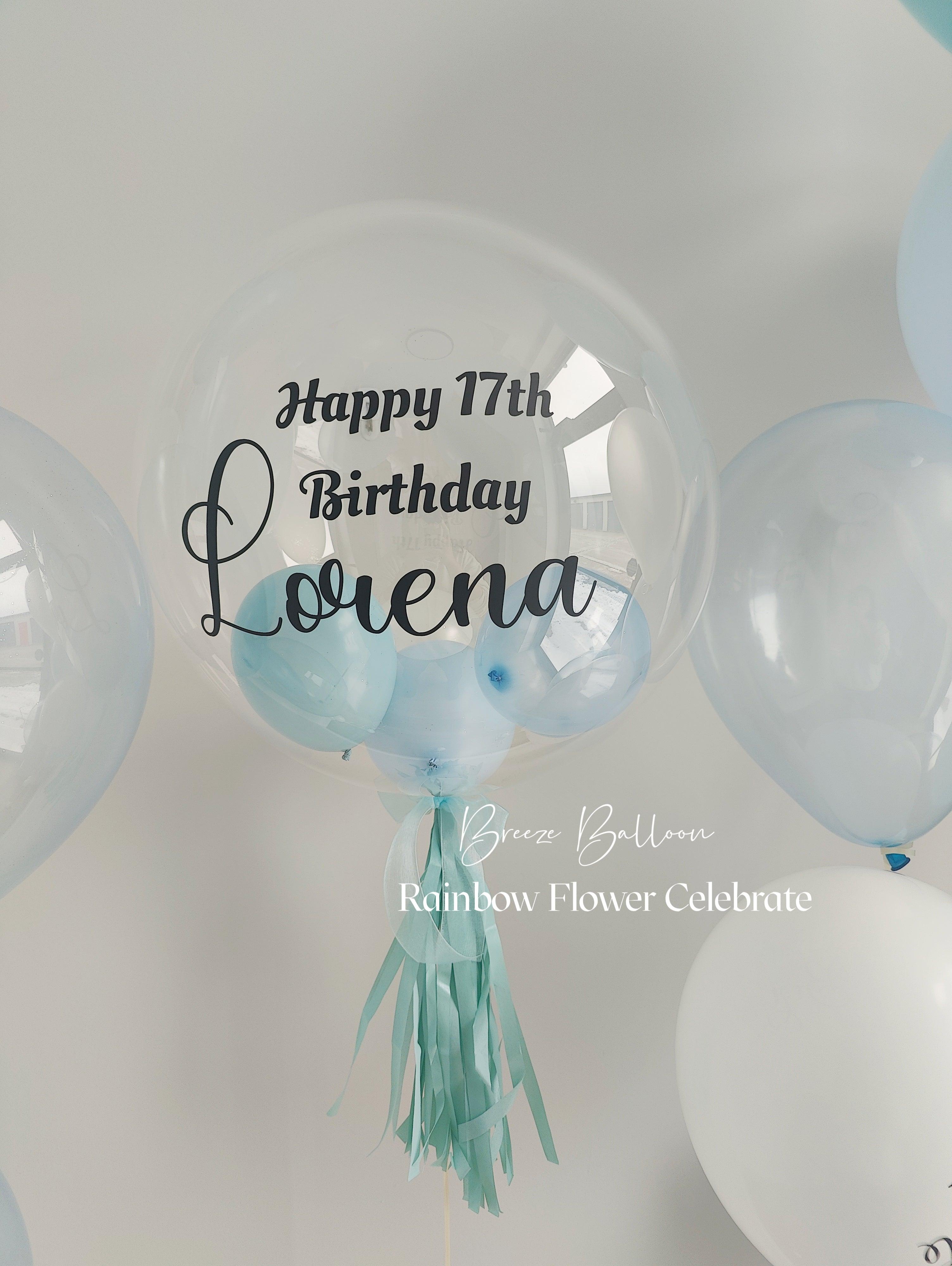 20-22 Inches Clear BoBo balloon with mini stuffed balloons and personalized Message - Rainbow Flower Celebrate