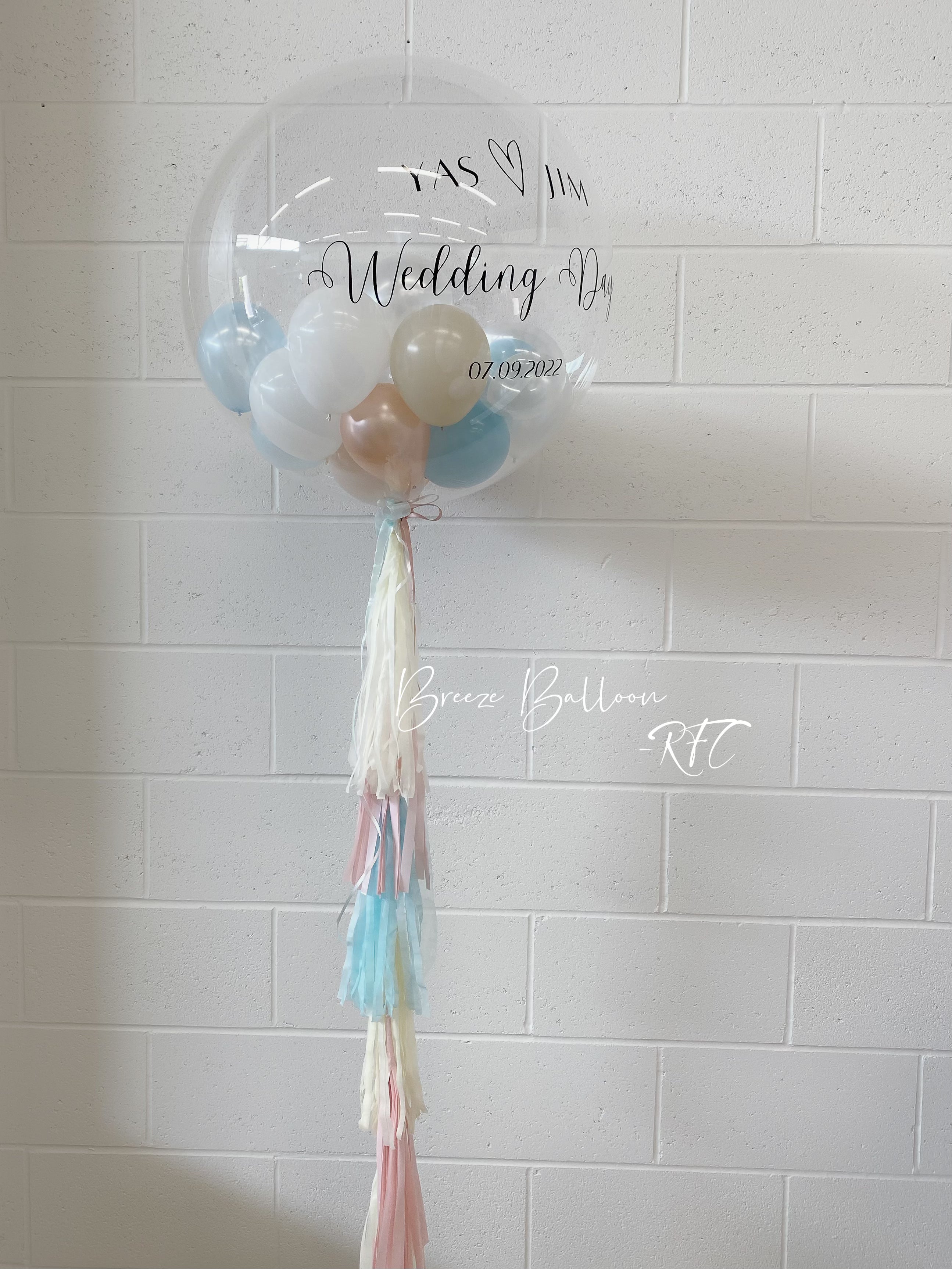 Large personalized Bobo balloon with tassel - Rainbow Flower Celebrate