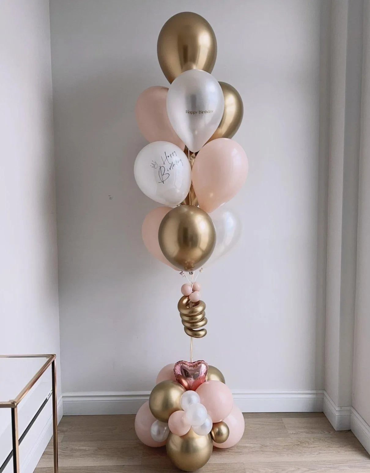 10 Helium Birthday Balloon Bouquet with Balloon Base - Rainbow Flower Celebrate