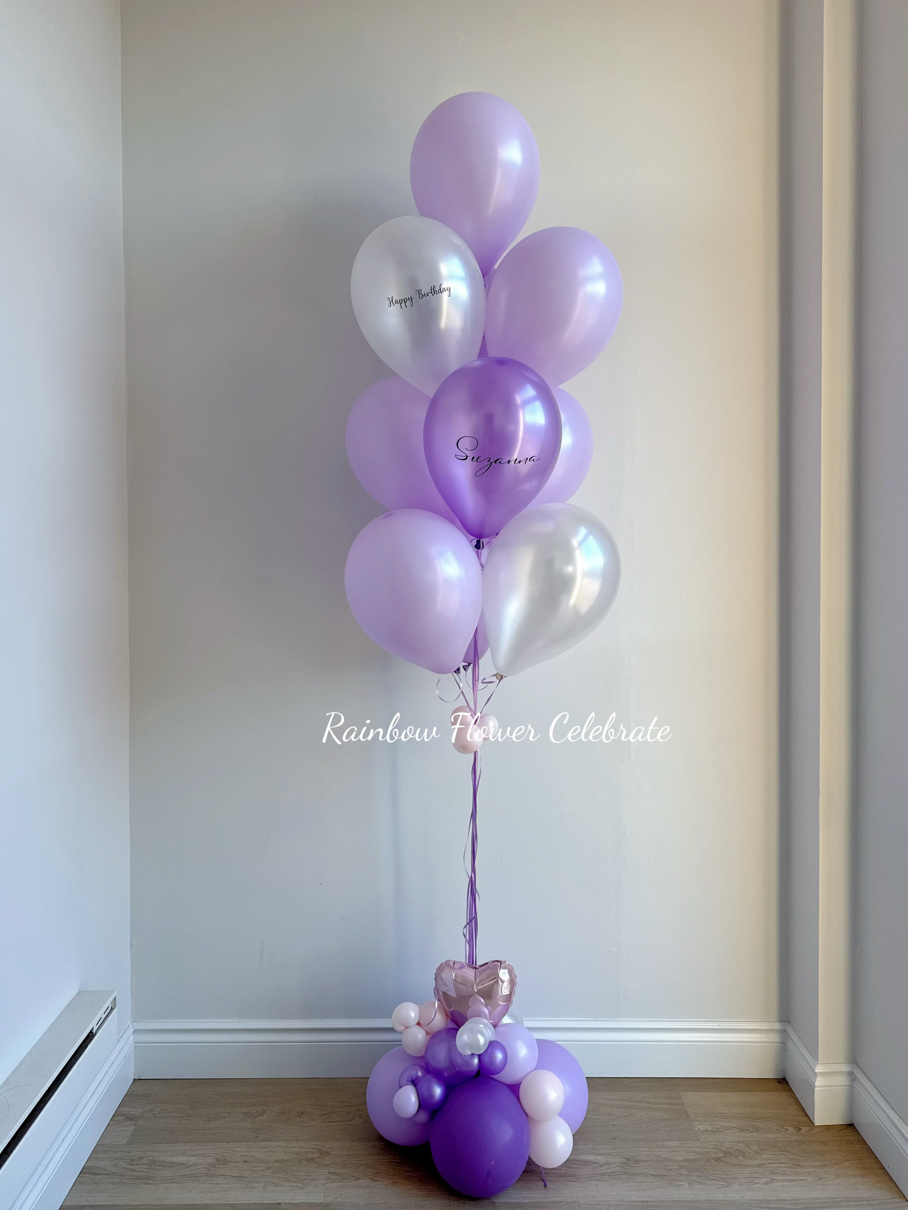 10 Helium Birthday Balloon Bouquet with Balloon Base