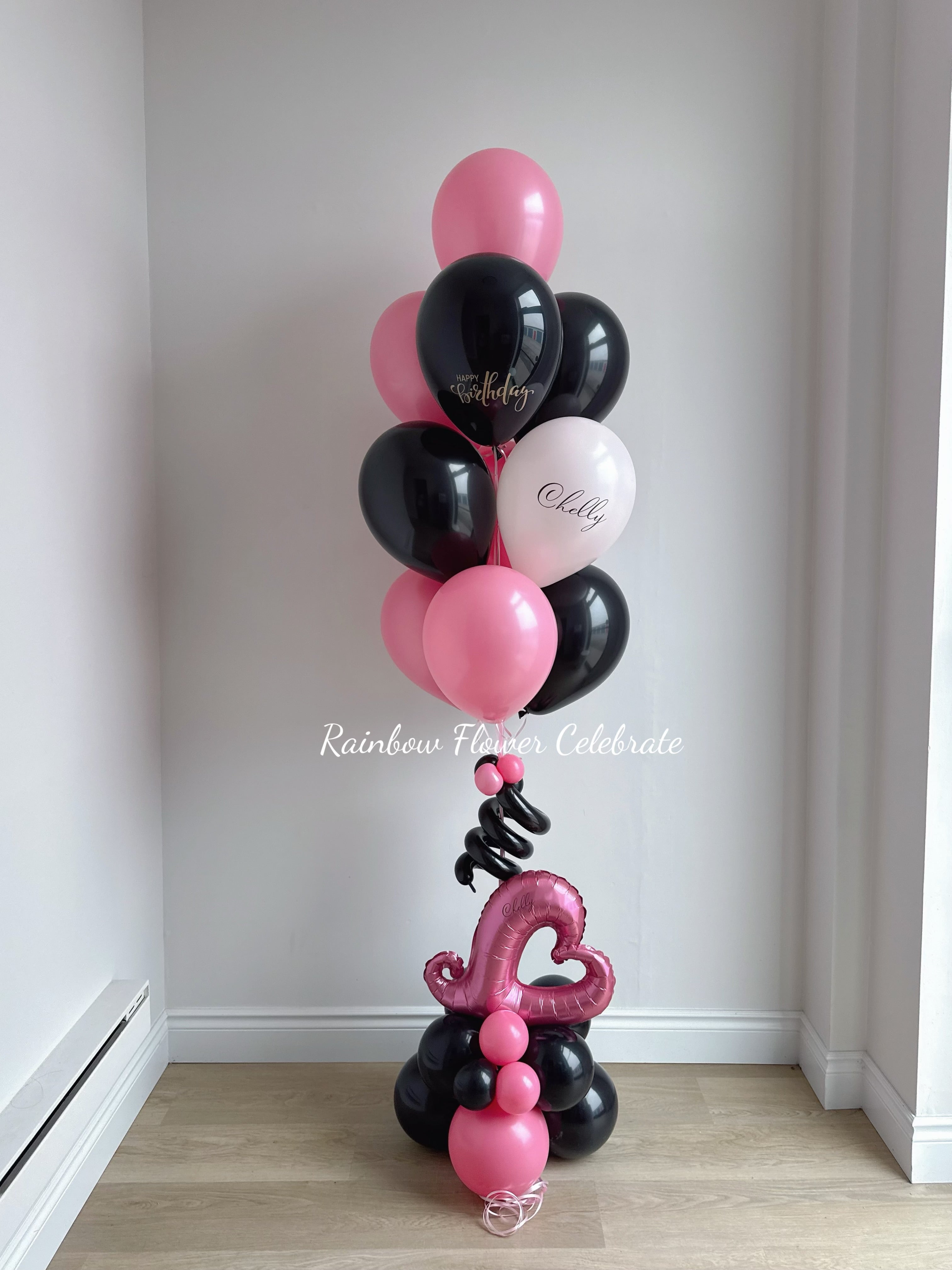 10 Helium Birthday Balloon Bouquet with Balloon Base