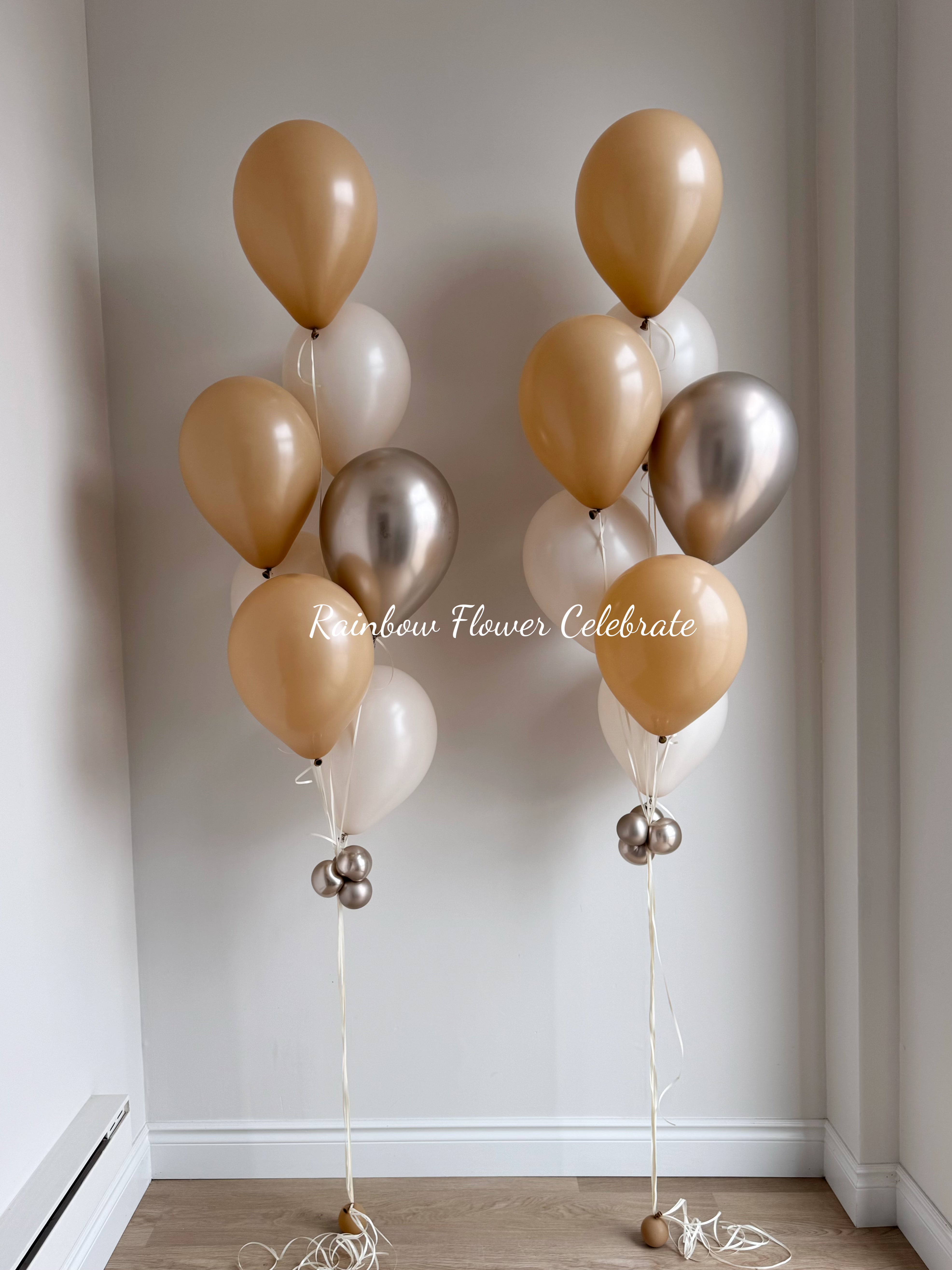 Latte, cream white and Champagne colour Helium Balloon Bouquet
