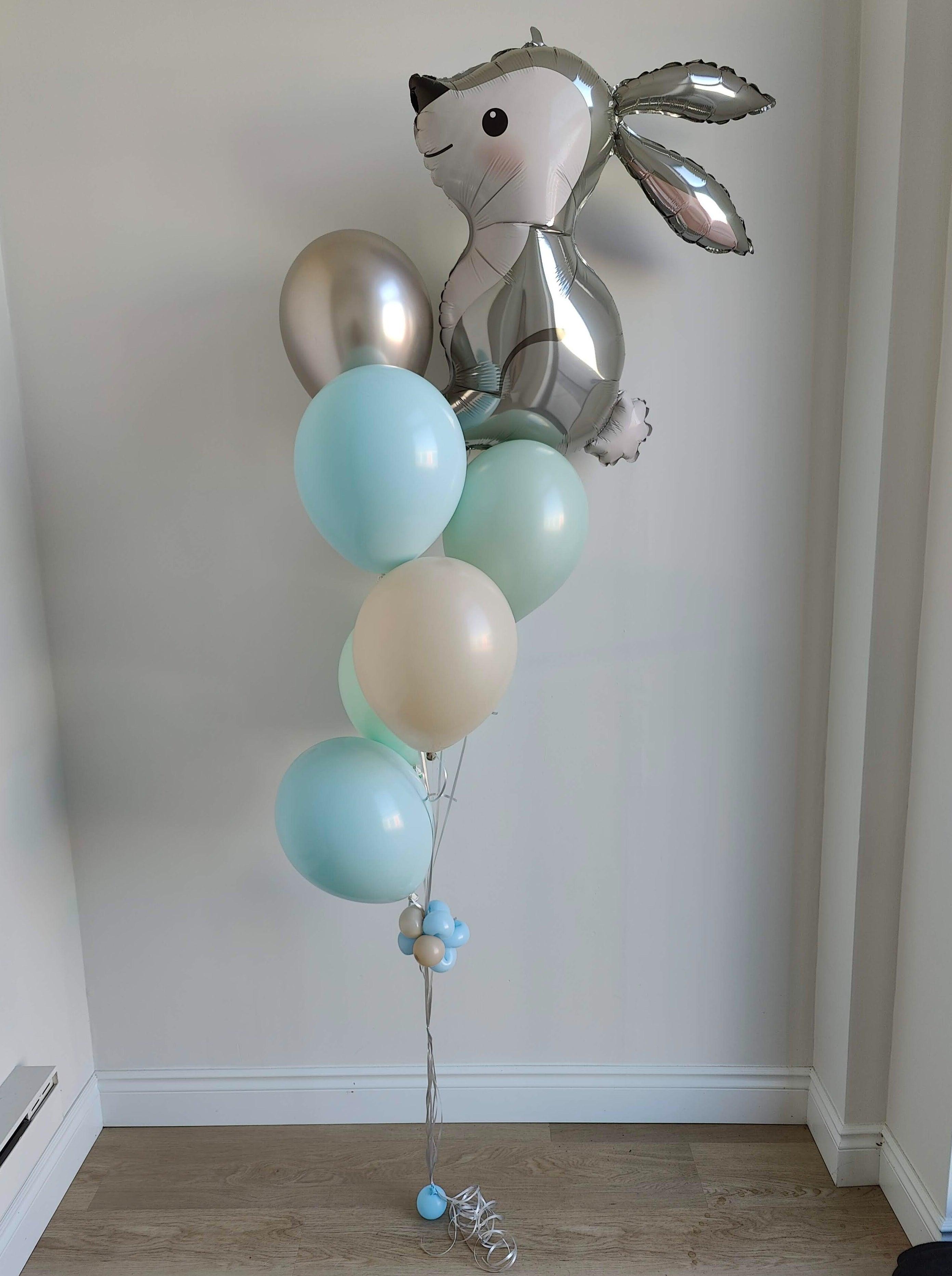 Helium bouquet-6 Latex +1 Regular Sized Themed Foil - Rainbow Flower Celebrate
