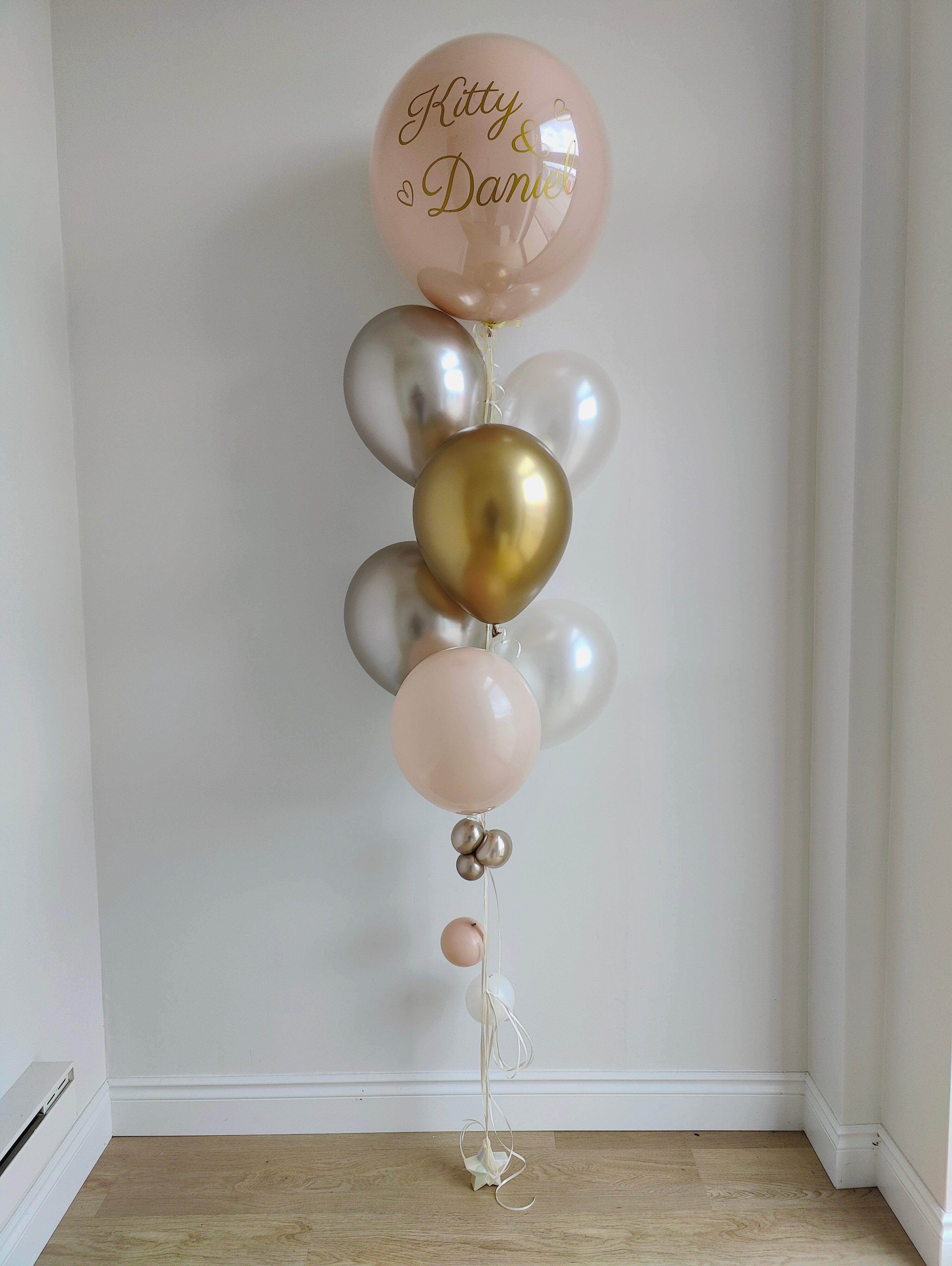 Personlozed message with 6 helium color balloons - Rainbow Flower Celebrate