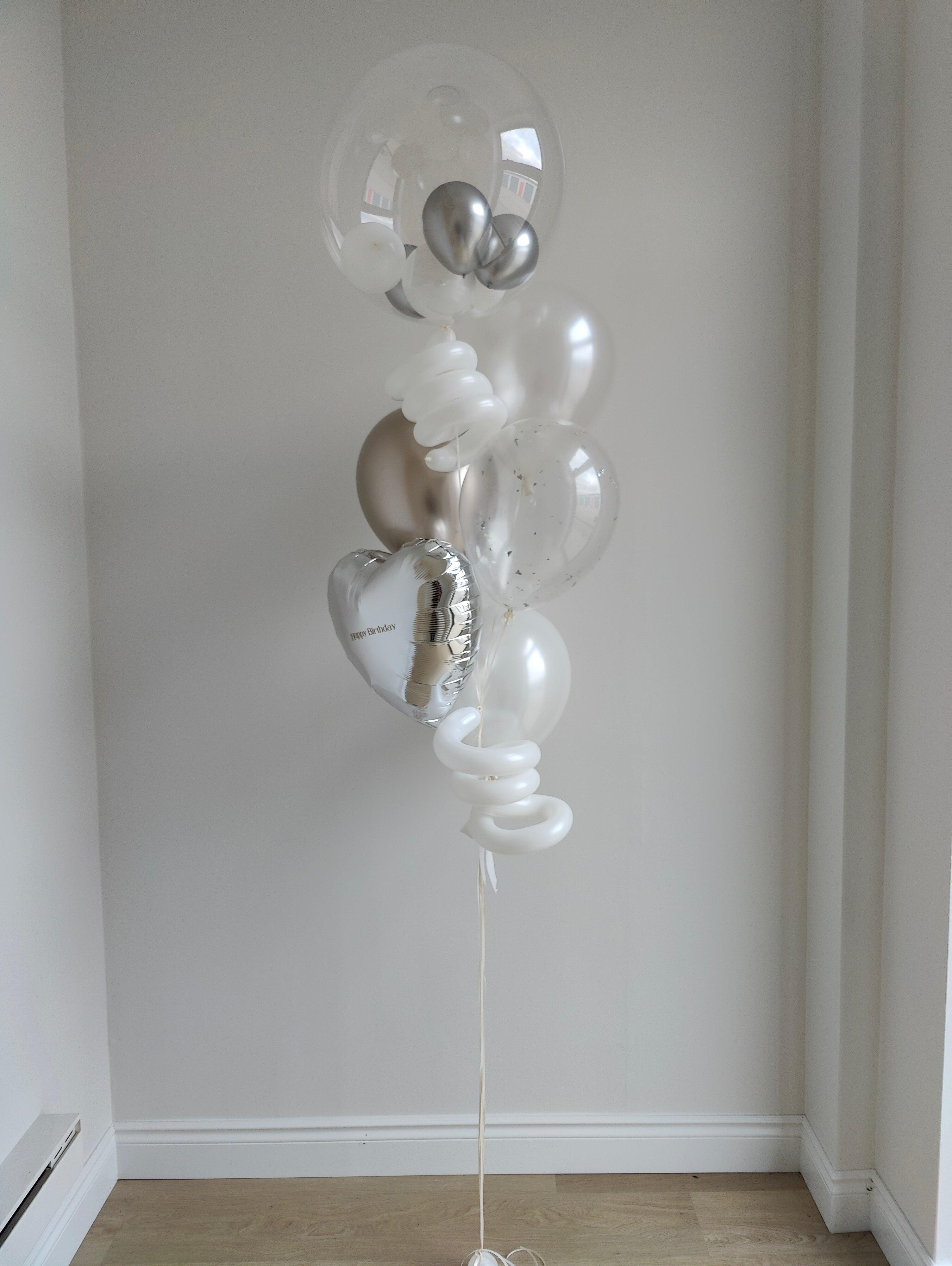Helium Clear Bobo Balloon Bouquet - Rainbow Flower Celebrate