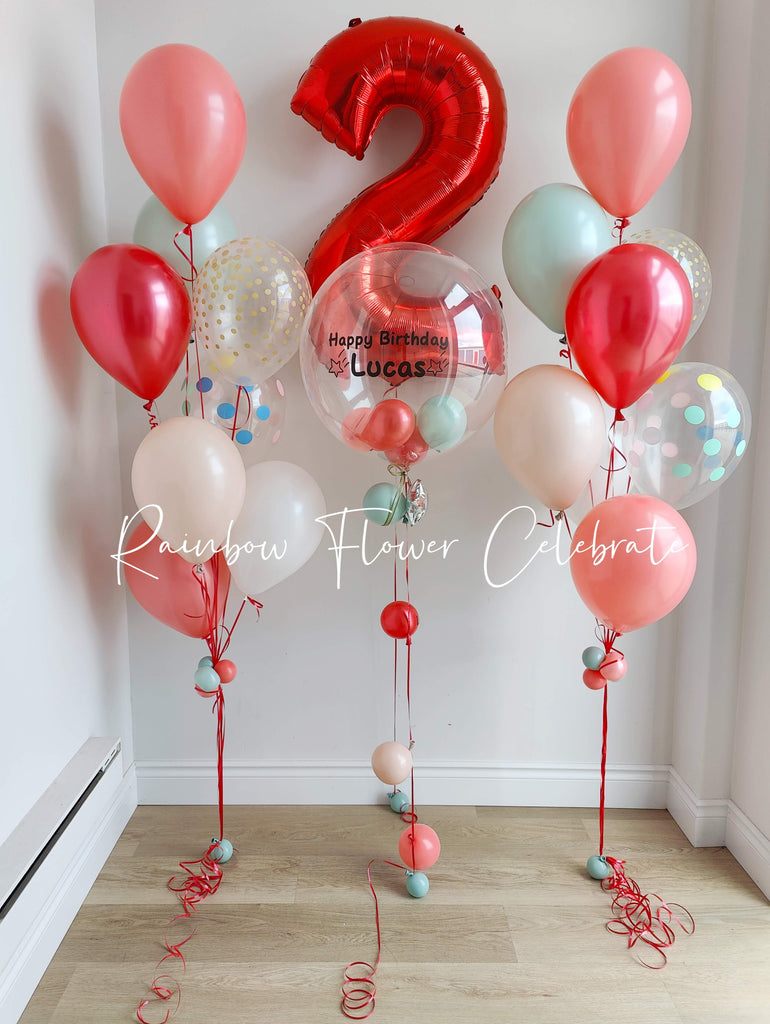 Number Balloon Bouquet with clear bobo balloon
