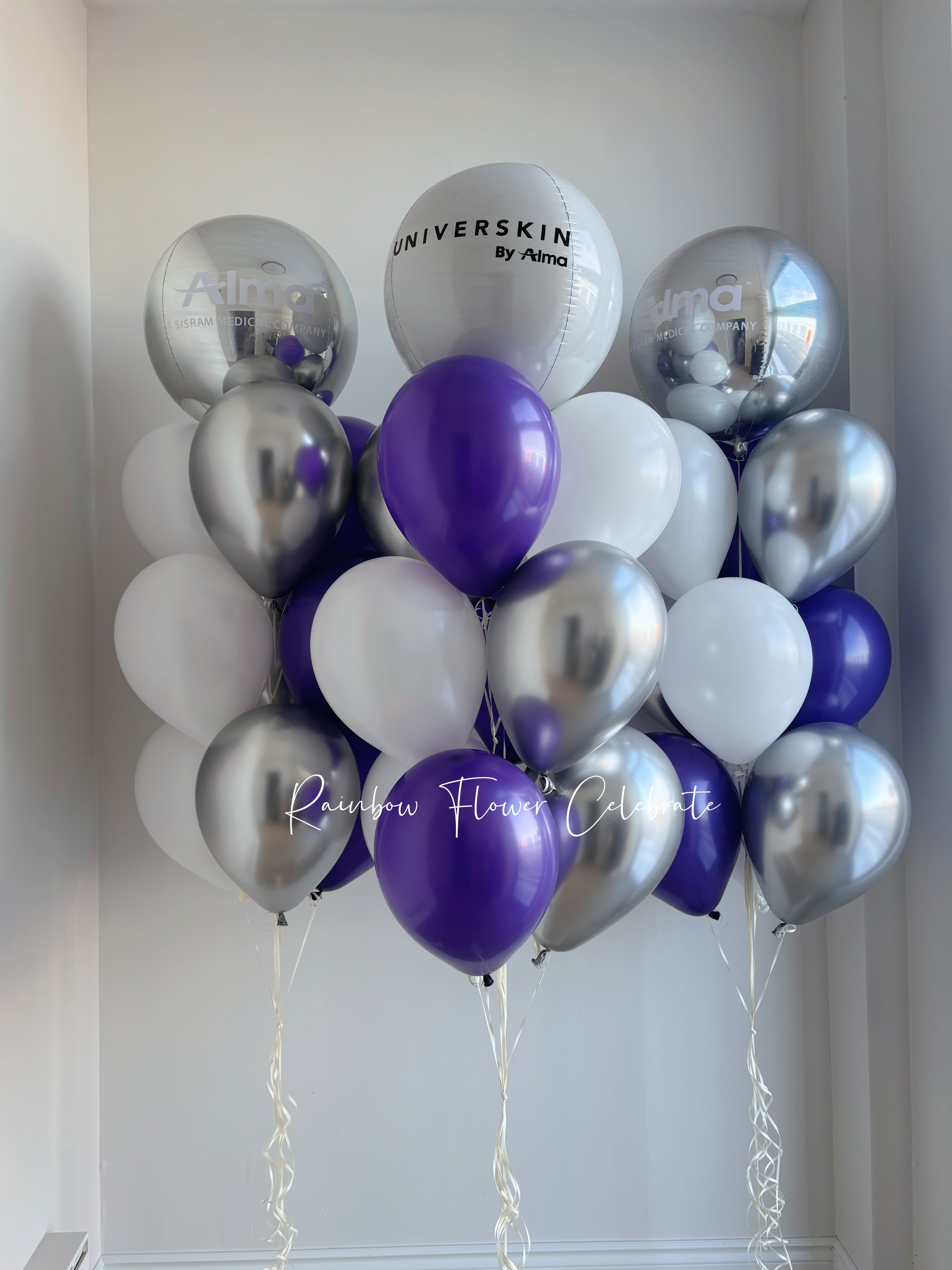 One Orbz Customized Company Logo + 9 Colour latex Helium Bouquet