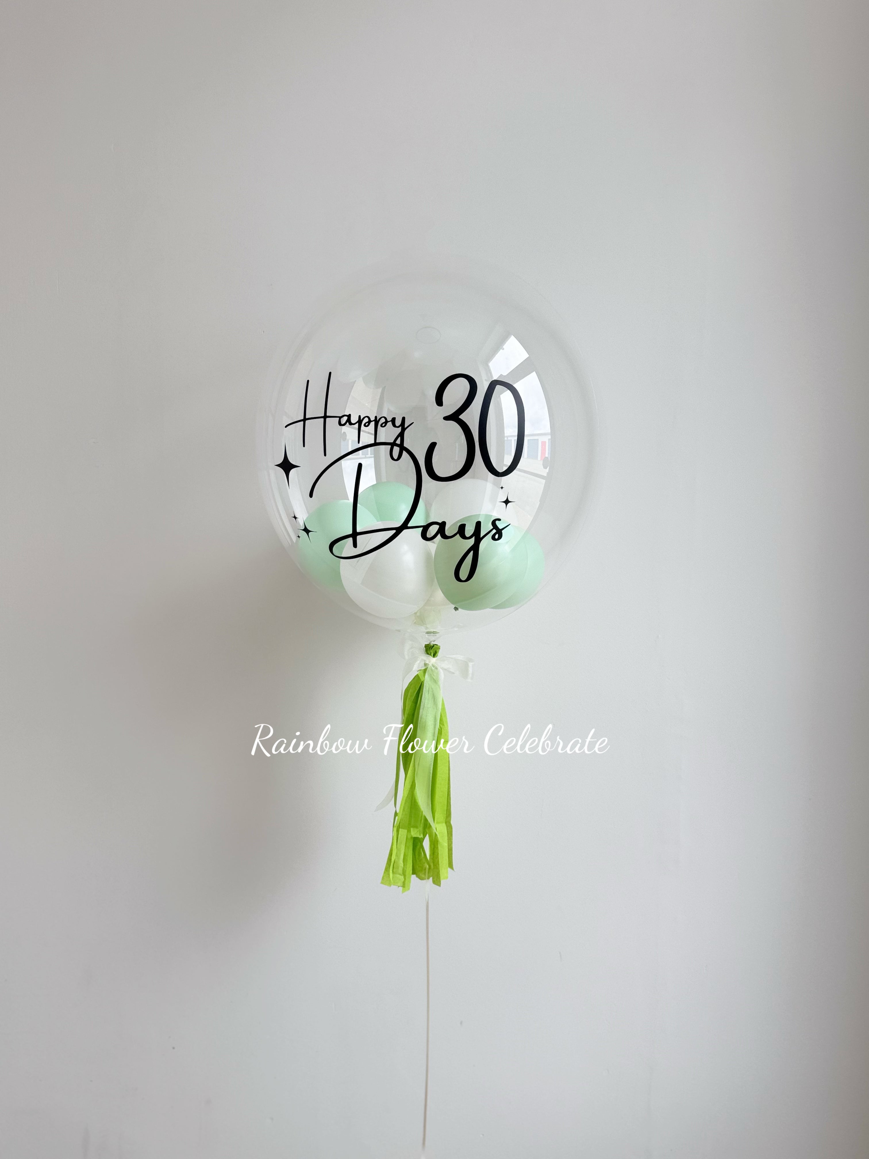20-22 Inches Clear BoBo balloon with mini stuffed balloons and personalized Message