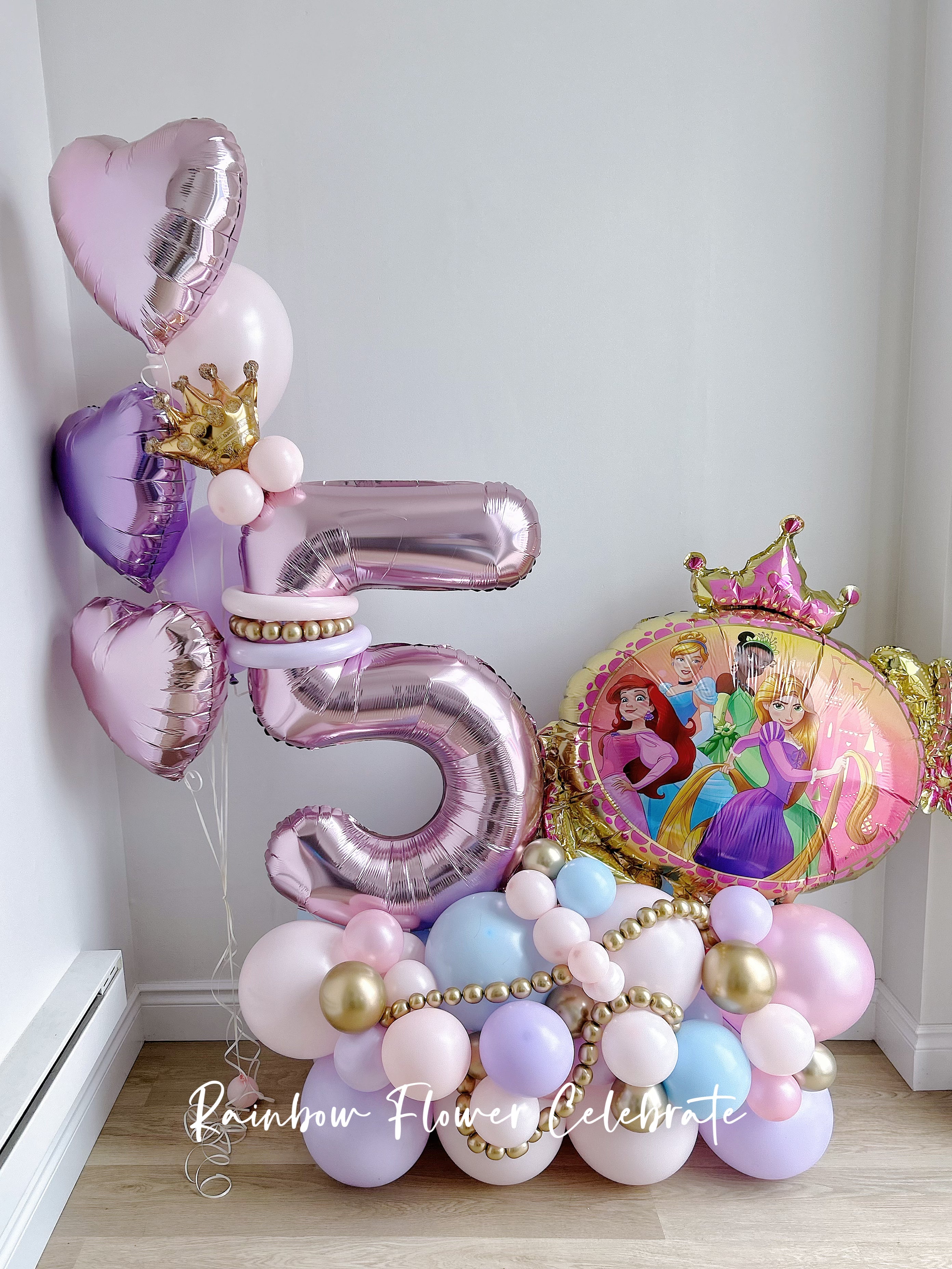 Princess Free Standing Number Arrangement - Rainbow Flower Celebrate