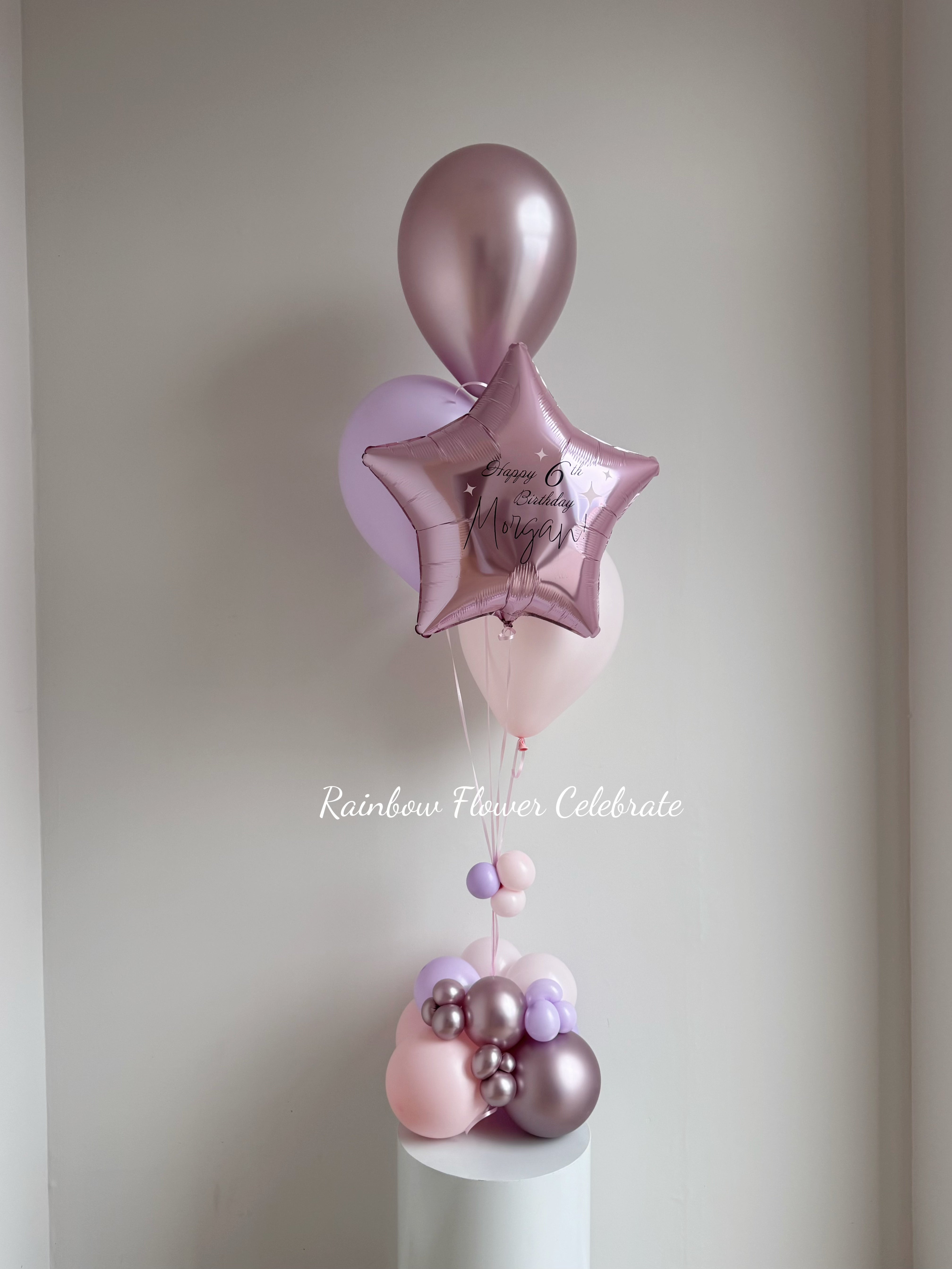 Center Piece Helium Bouquet with Personalized Message on Star or Heart