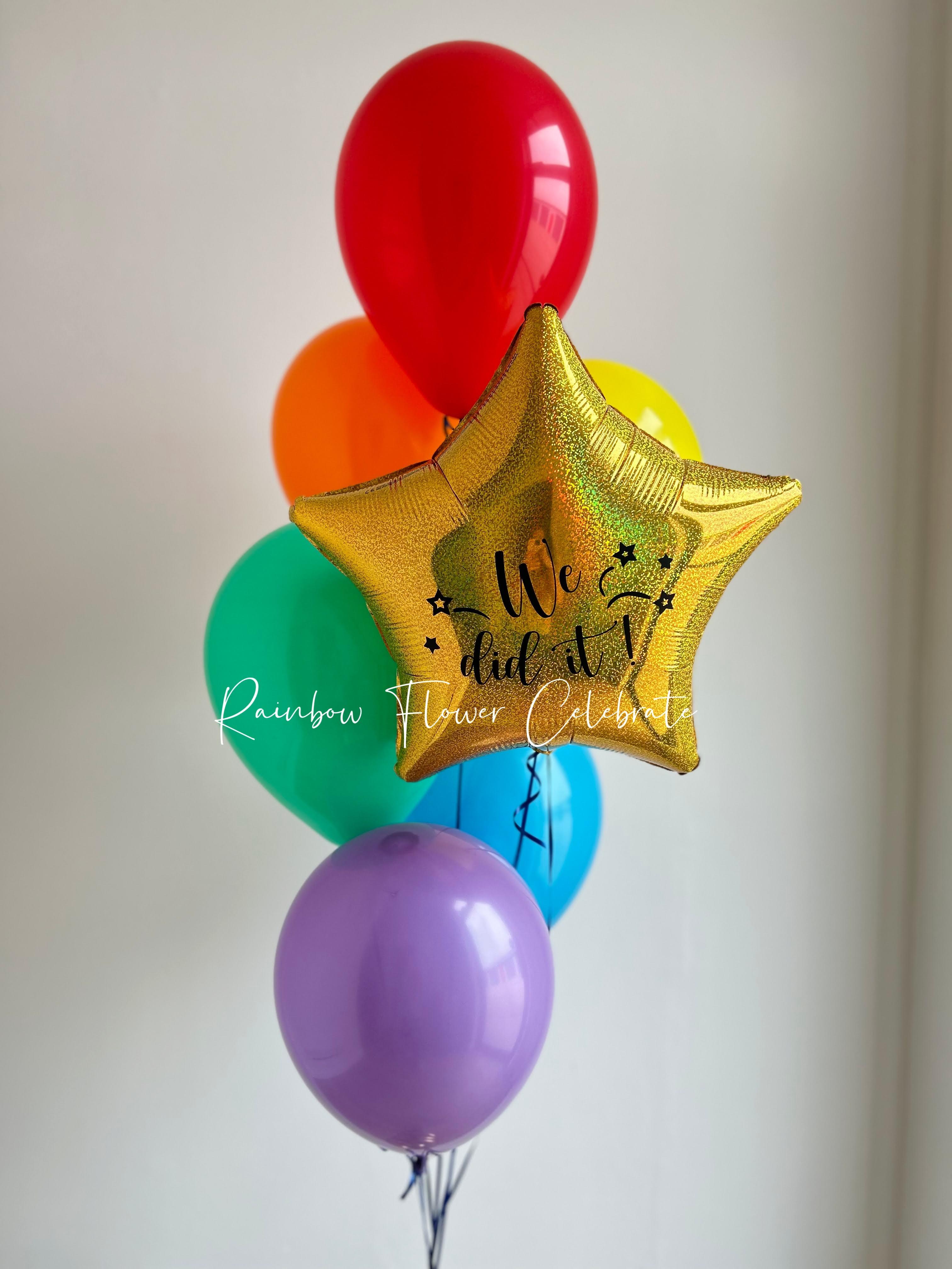 Personalized message Foil Star+6 Color Latex Helium - Rainbow Flower Celebrate