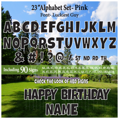 Solid Black 23'' Full Alphabet Set Including A-Z and Symbols
