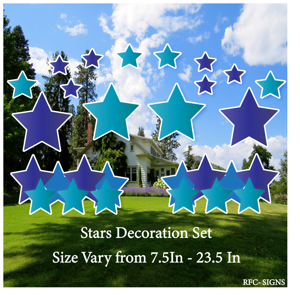 Dark Blue Tourquoise Themed Stars Decoration Set (Mini Stars, 23.5" Stars, Stars Bundle)