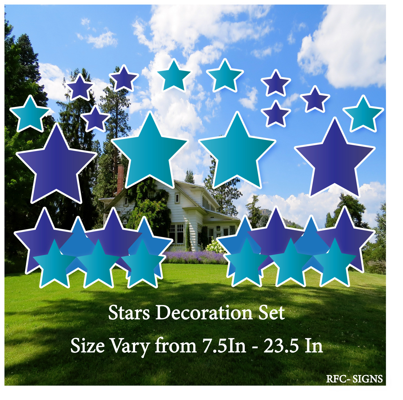 Dark Blue Tourquoise Themed Stars Decoration Set (Mini Stars, 23.5" Stars, Stars Bundle)