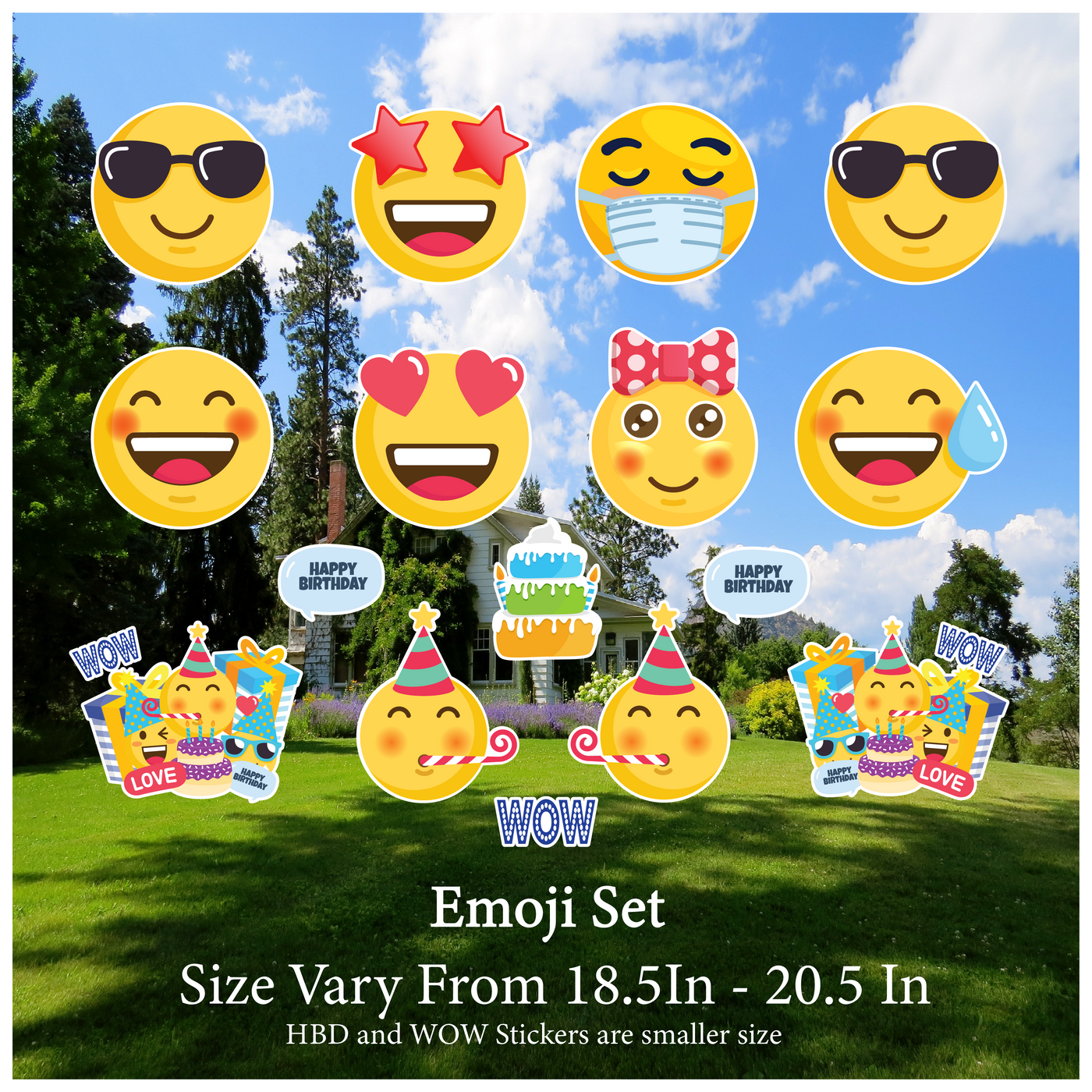 Emoji Decoration Set (Main Emojis size are vary from 18.5In to 20.5 In)