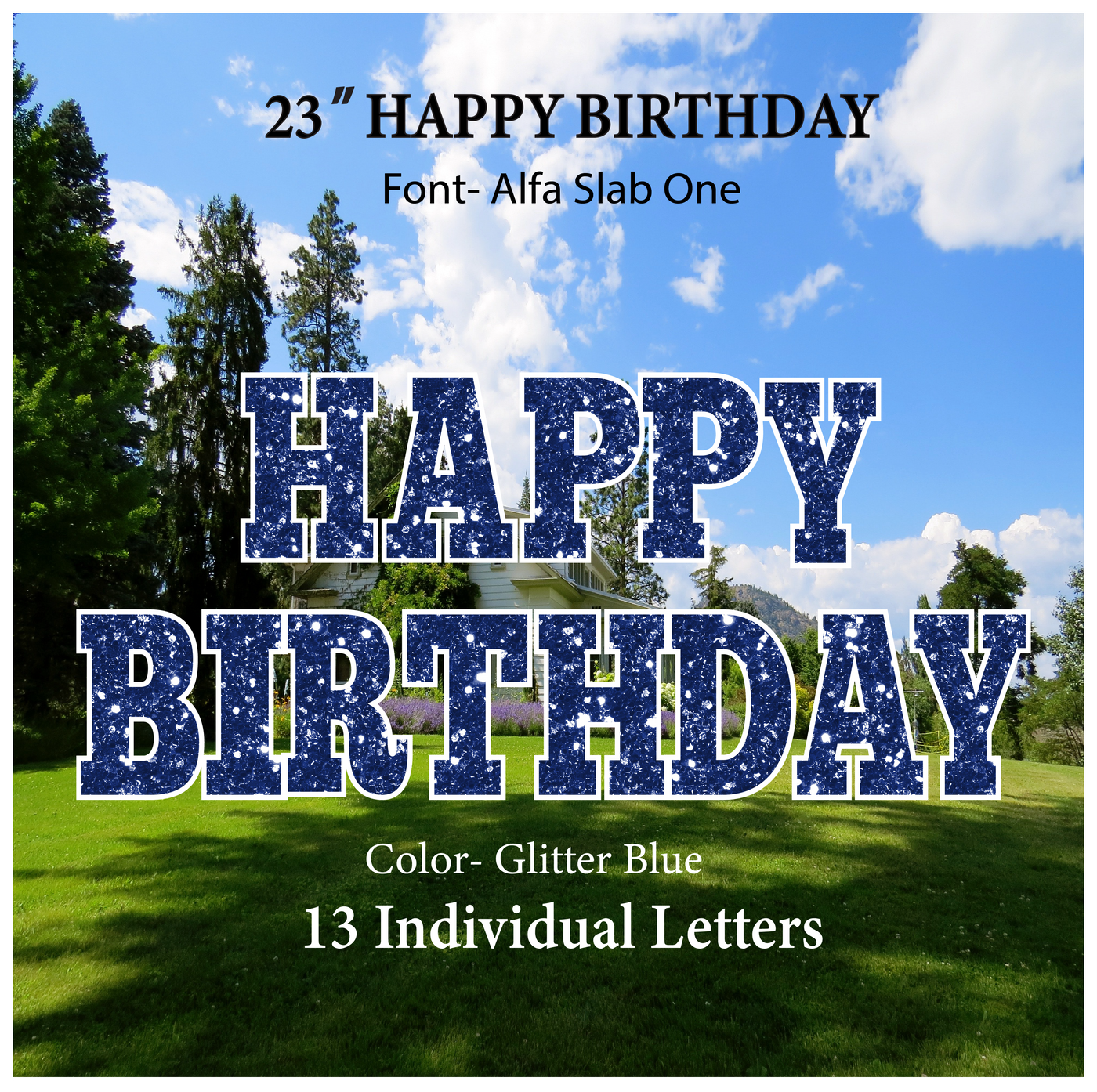 Glitter Blue 23''HAPPY BIRTHDAY Including 13 Individual Letters