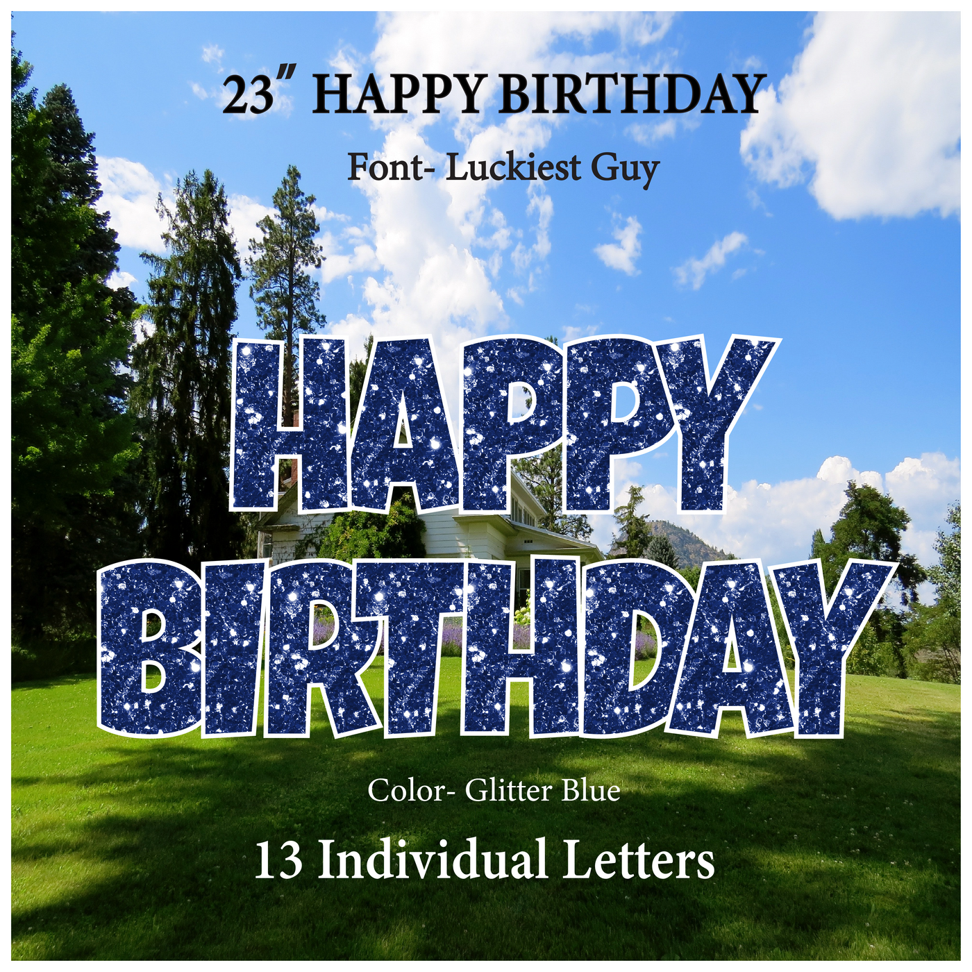 Glitter Blue 23''HAPPY BIRTHDAY Including 13 Individual Letters