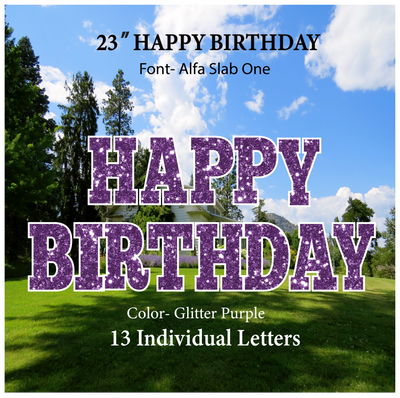 Glitter Purple 23''HAPPY BIRTHDAY Including 13 Individual Letters