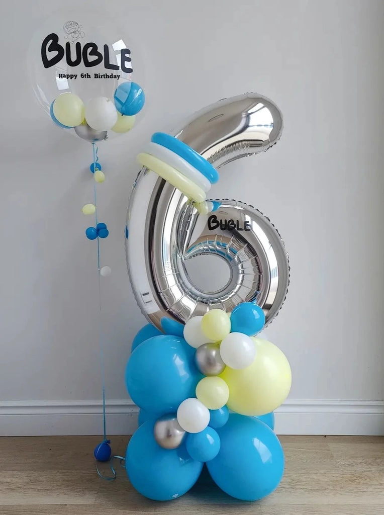 Single Number Balloon Arrangement with 1 Personlized Bobo Balloon