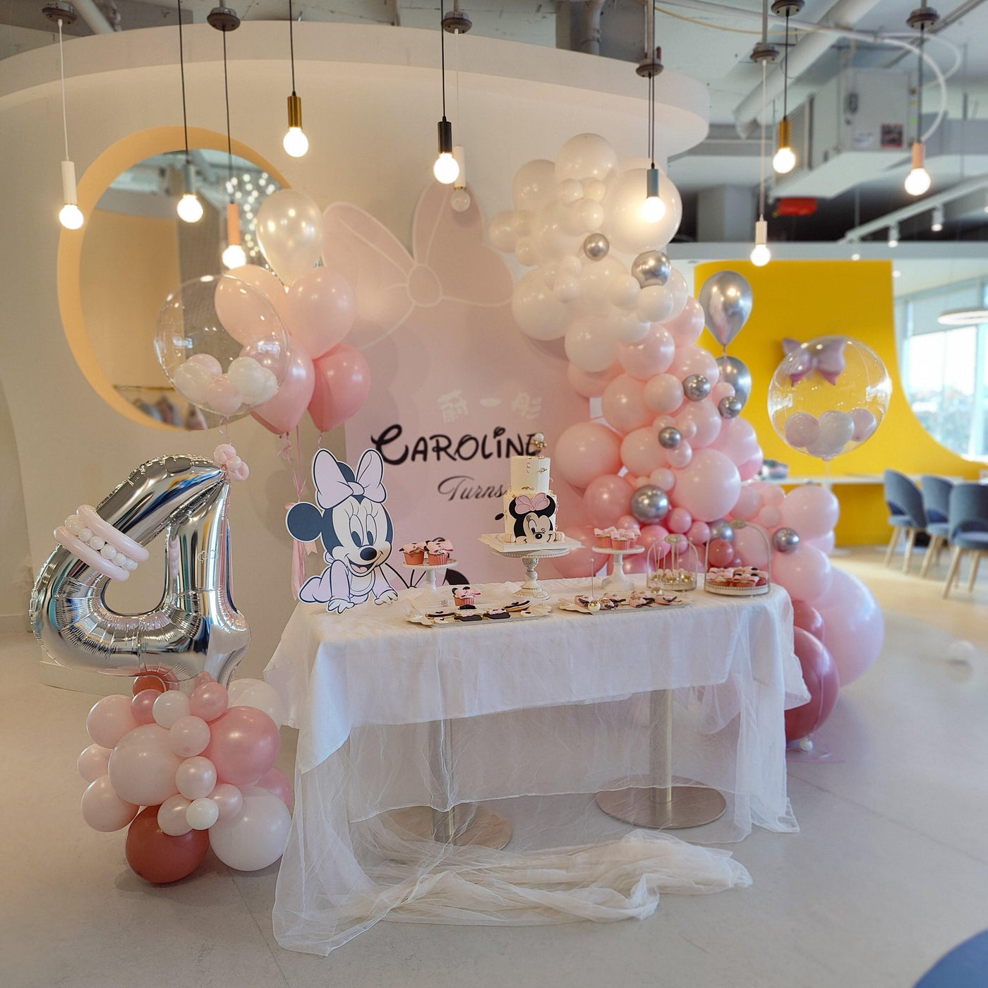 Minnie Themed Balloons and Backdrop
