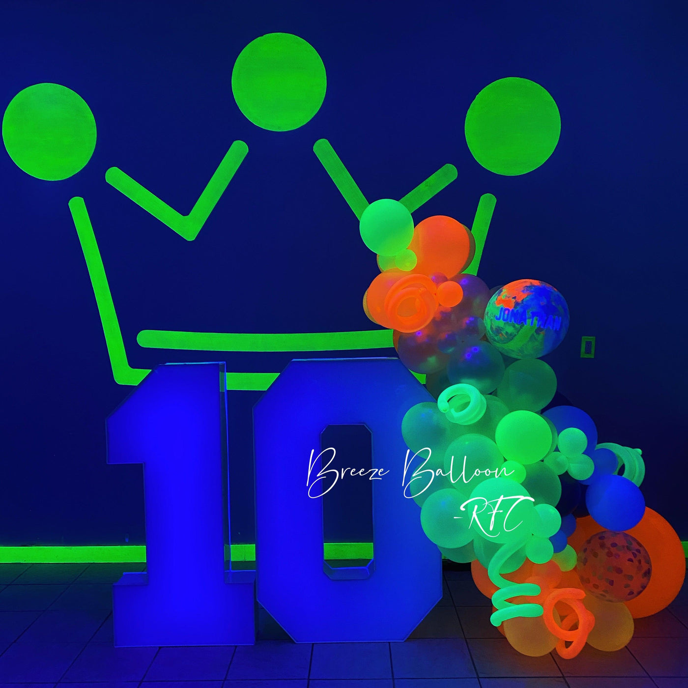 Glow in the Dark Balloon Garland for marquee numbers