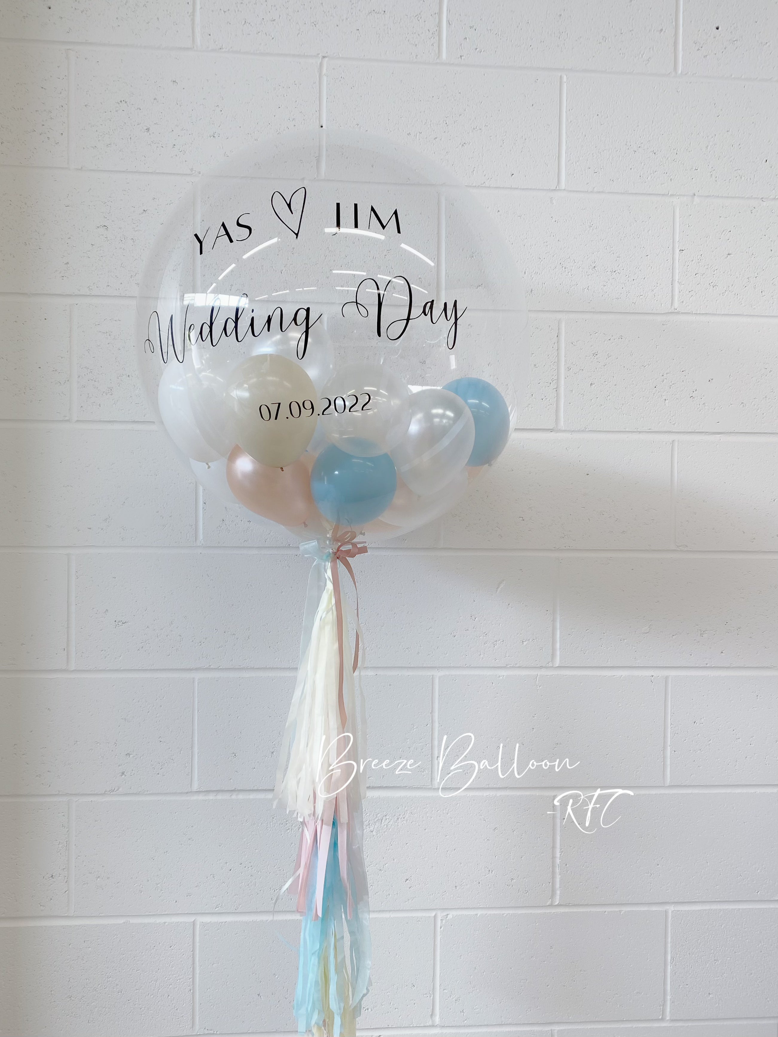 Large personalized Bobo balloon with tassel - Rainbow Flower Celebrate