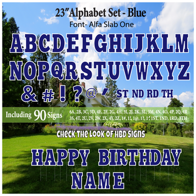 Solid Blue 23'' Full Alphabet Set Including A-Z and Symbols