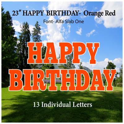 Solid Orange Red 23''HAPPY BIRTHDAY Including 13 Individual Letters