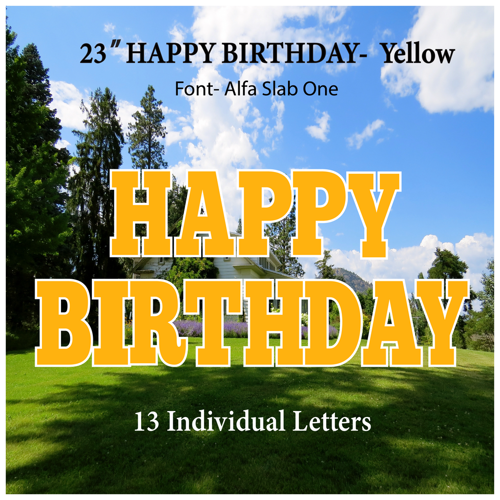 Solid Yellow 23''HAPPY BIRTHDAY Including 13 Individual Letters