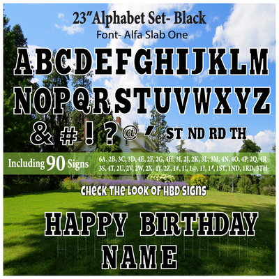 Solid Black 23'' Full Alphabet Set Including A-Z and Symbols