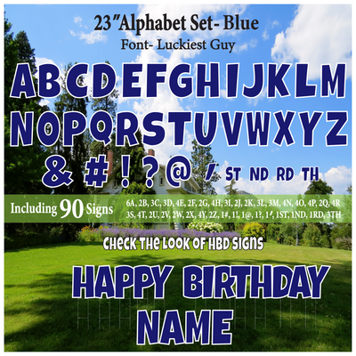 Solid Blue 23'' Full Alphabet Set Including A-Z and Symbols