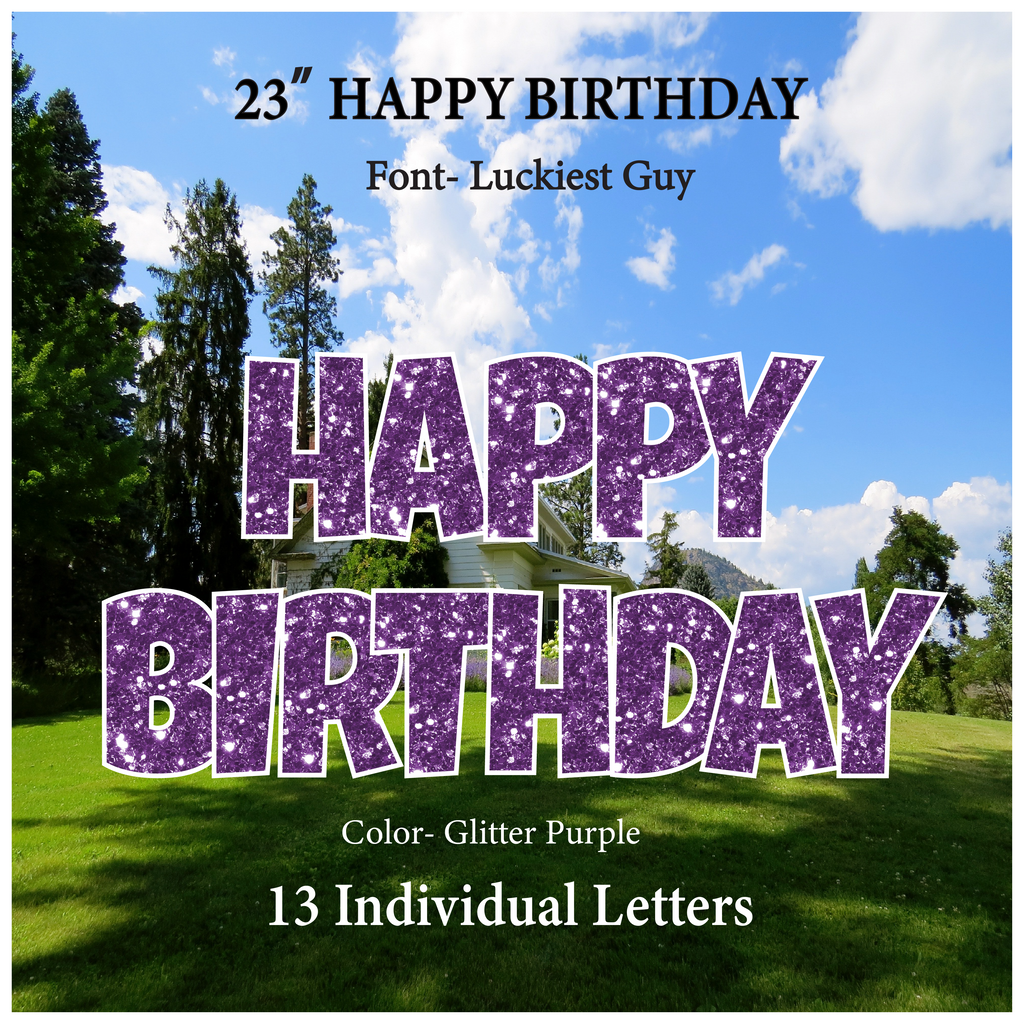 Glitter Purple 23''HAPPY BIRTHDAY Including 13 Individual Letters