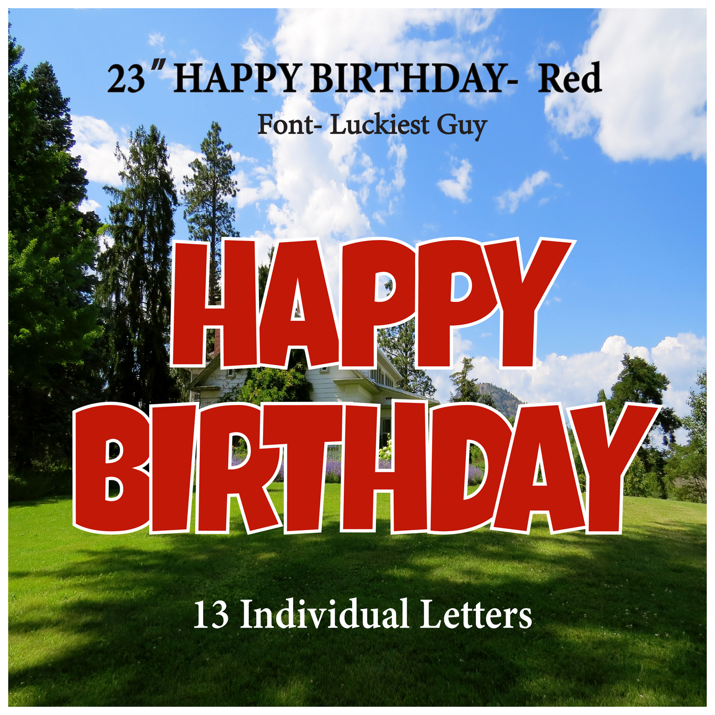 Solid Red 23''HAPPY BIRTHDAY Including 13 Individual Letters