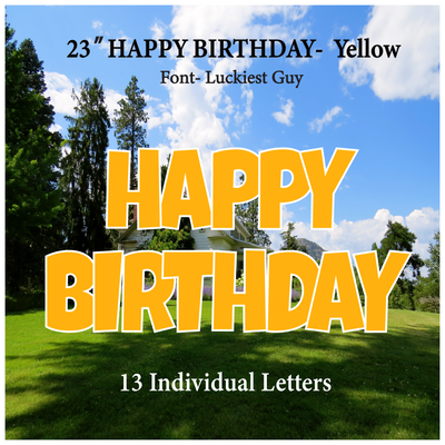 Solid Yellow 23''HAPPY BIRTHDAY Including 13 Individual Letters