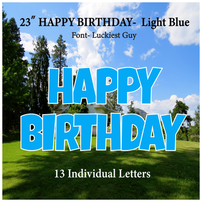 Solid Light Blue 23''HAPPY BIRTHDAY Including 13 Individual Letters