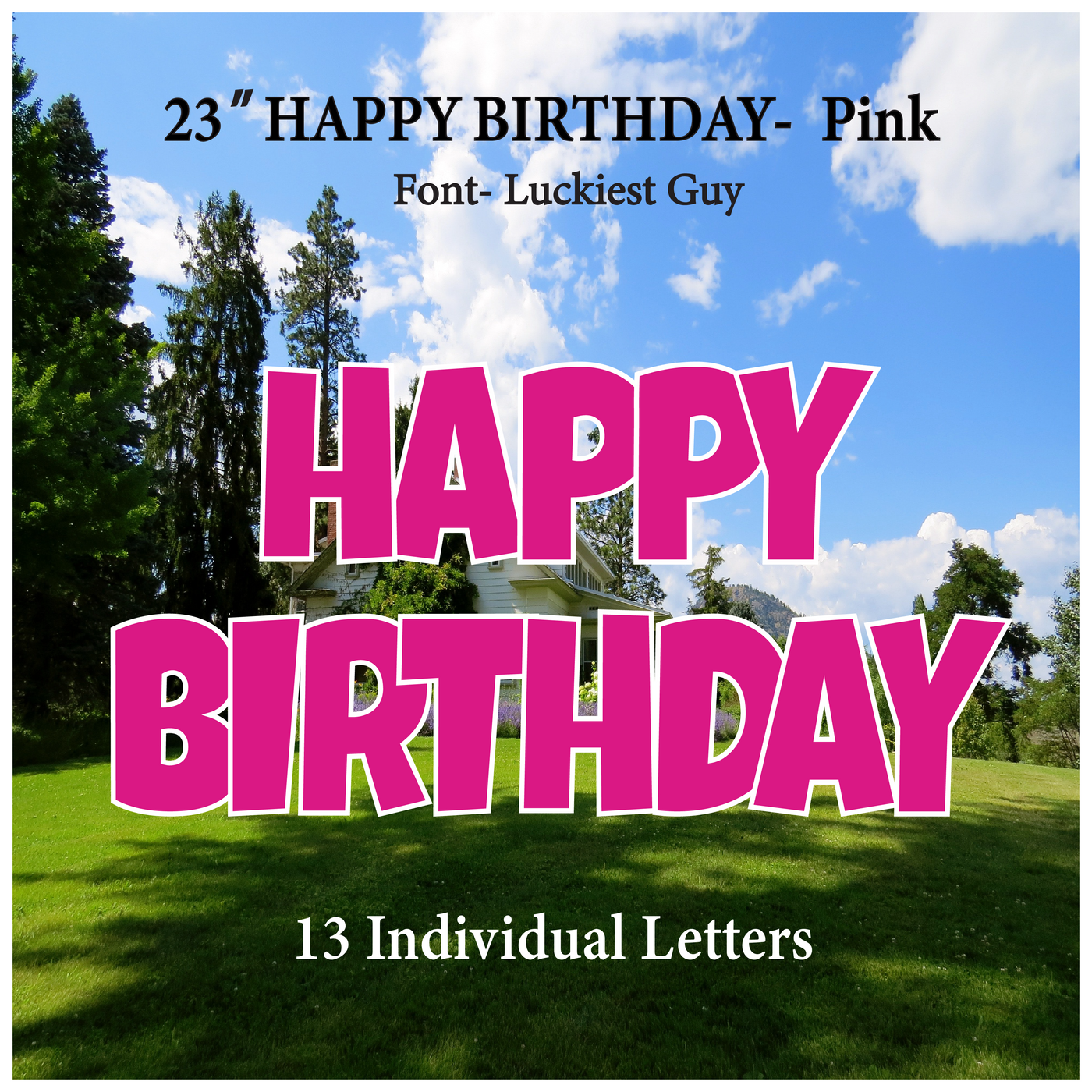 Solid Pink 23''HAPPY BIRTHDAY Including 13 Individual Letters