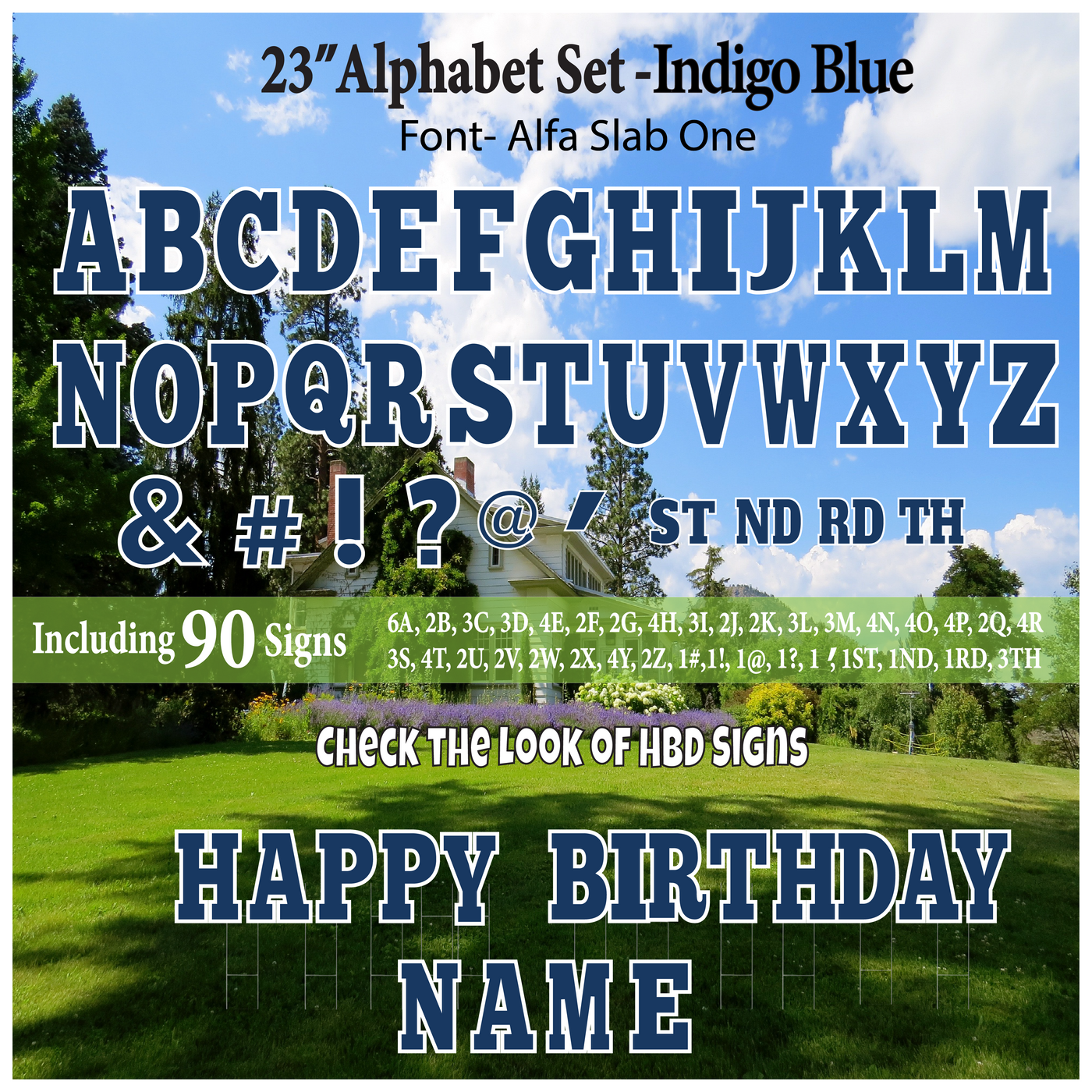 Solid Indigo 23'' Full Alphabet Set Including A-Z and Symbols