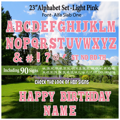 Solid Light Pink 23'' Full Alphabet Set Including A-Z and Symbols