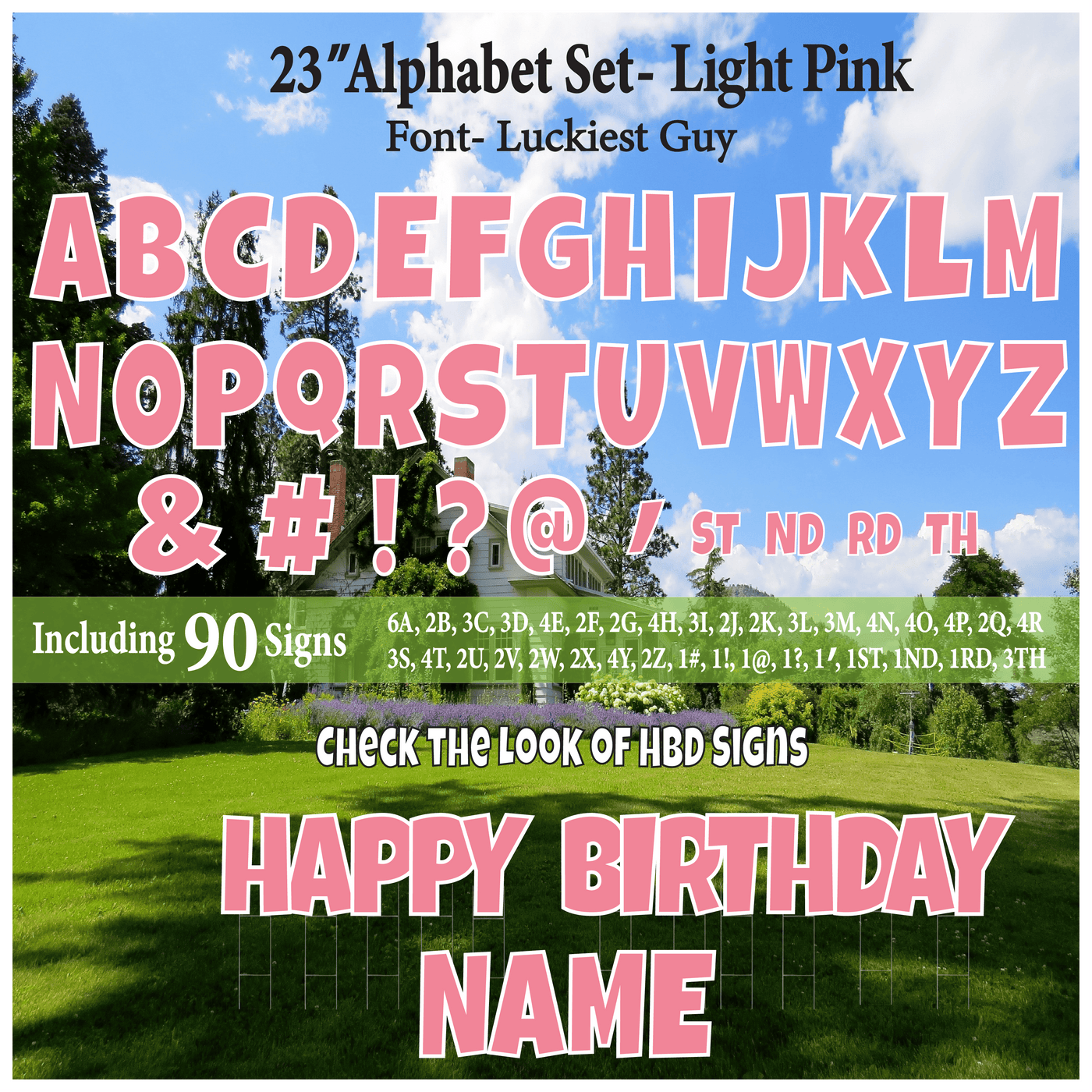 Solid Light Pink 23'' Full Alphabet Set Including A-Z and Symbols