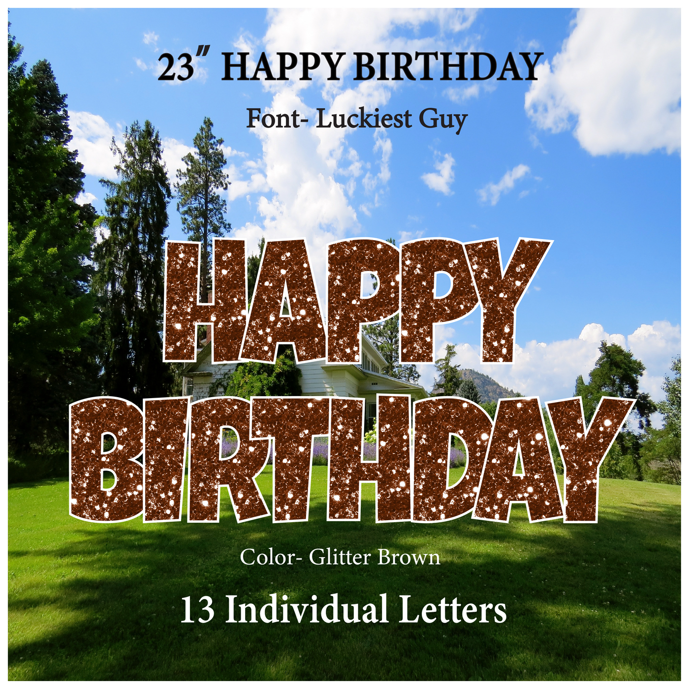 Glitter Brown 23''HAPPY BIRTHDAY Including 13 Individual Letters