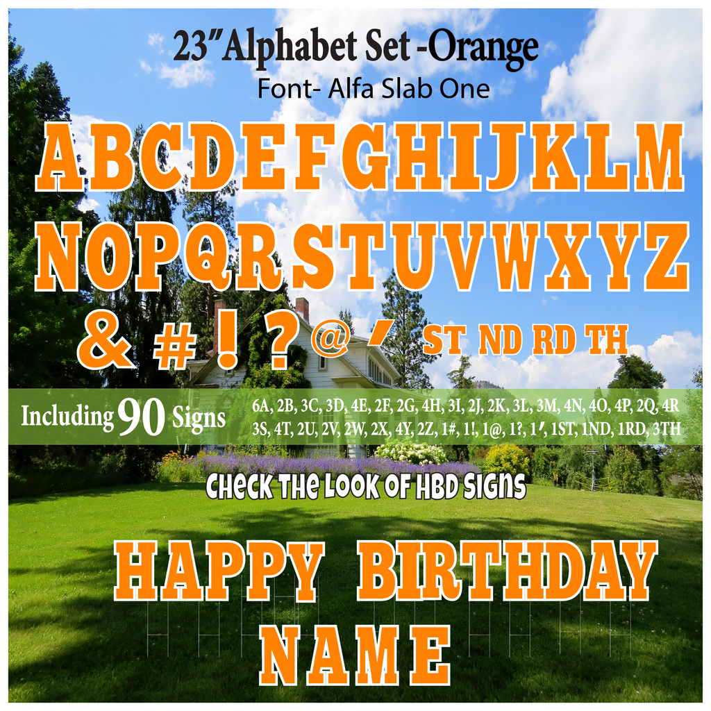 Solid Orange 23'' Full Alphabet Set Including A-Z and Symbols