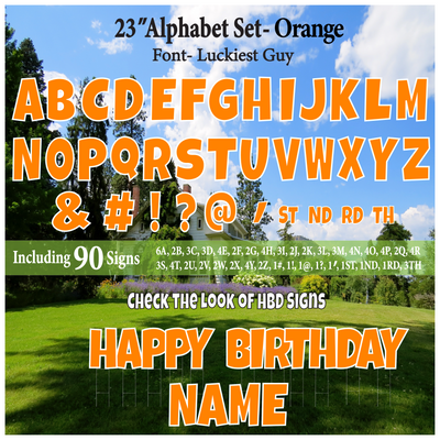 Solid Orange 23'' Full Alphabet Set Including A-Z and Symbols