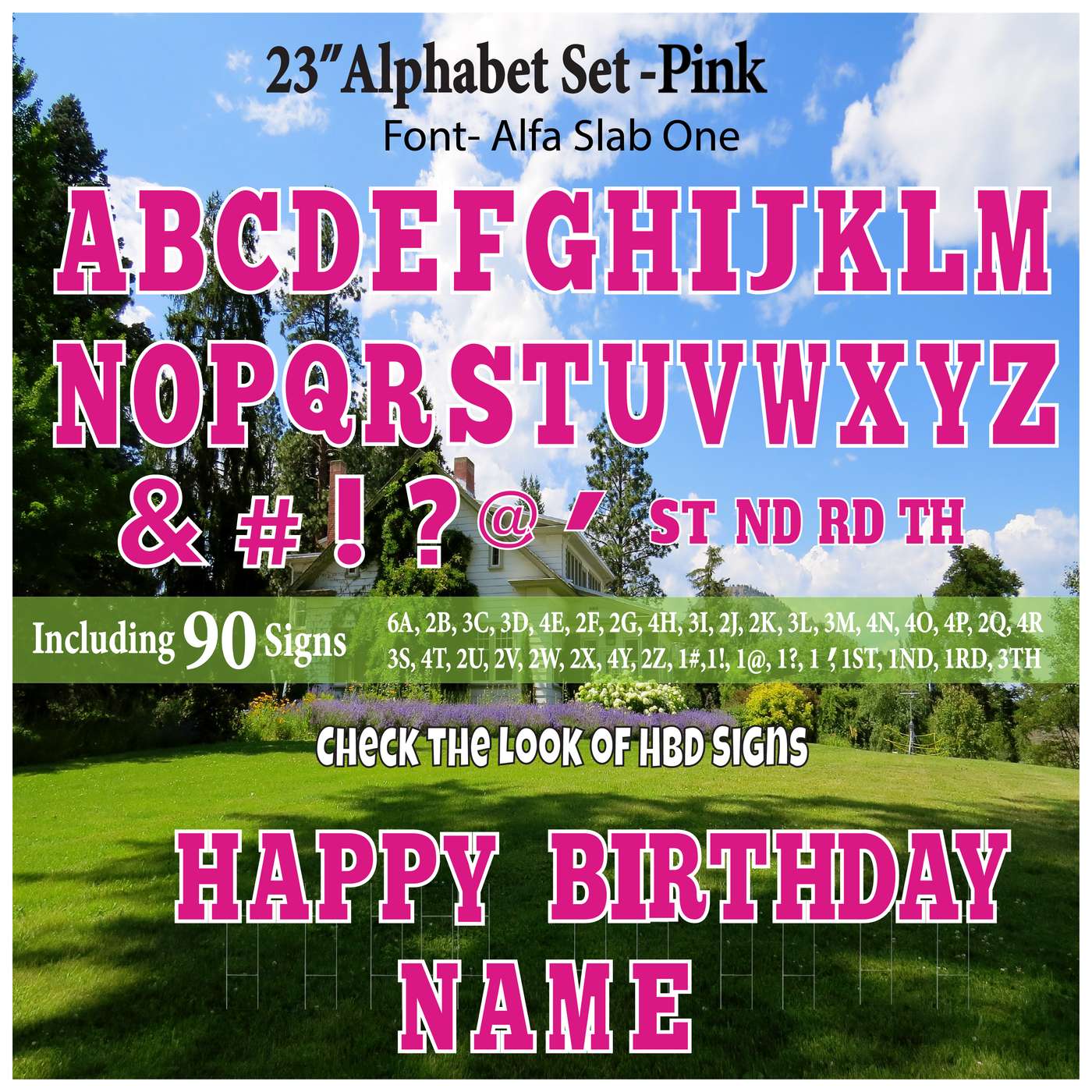 Solid Pink 23'' Full Alphabet Set Including A-Z and Symbols