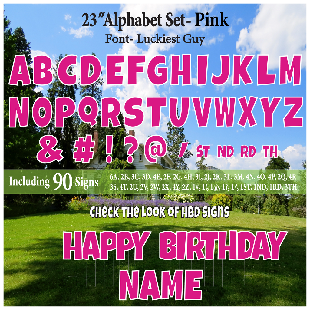 Solid Pink 23'' Full Alphabet Set Including A-Z and Symbols