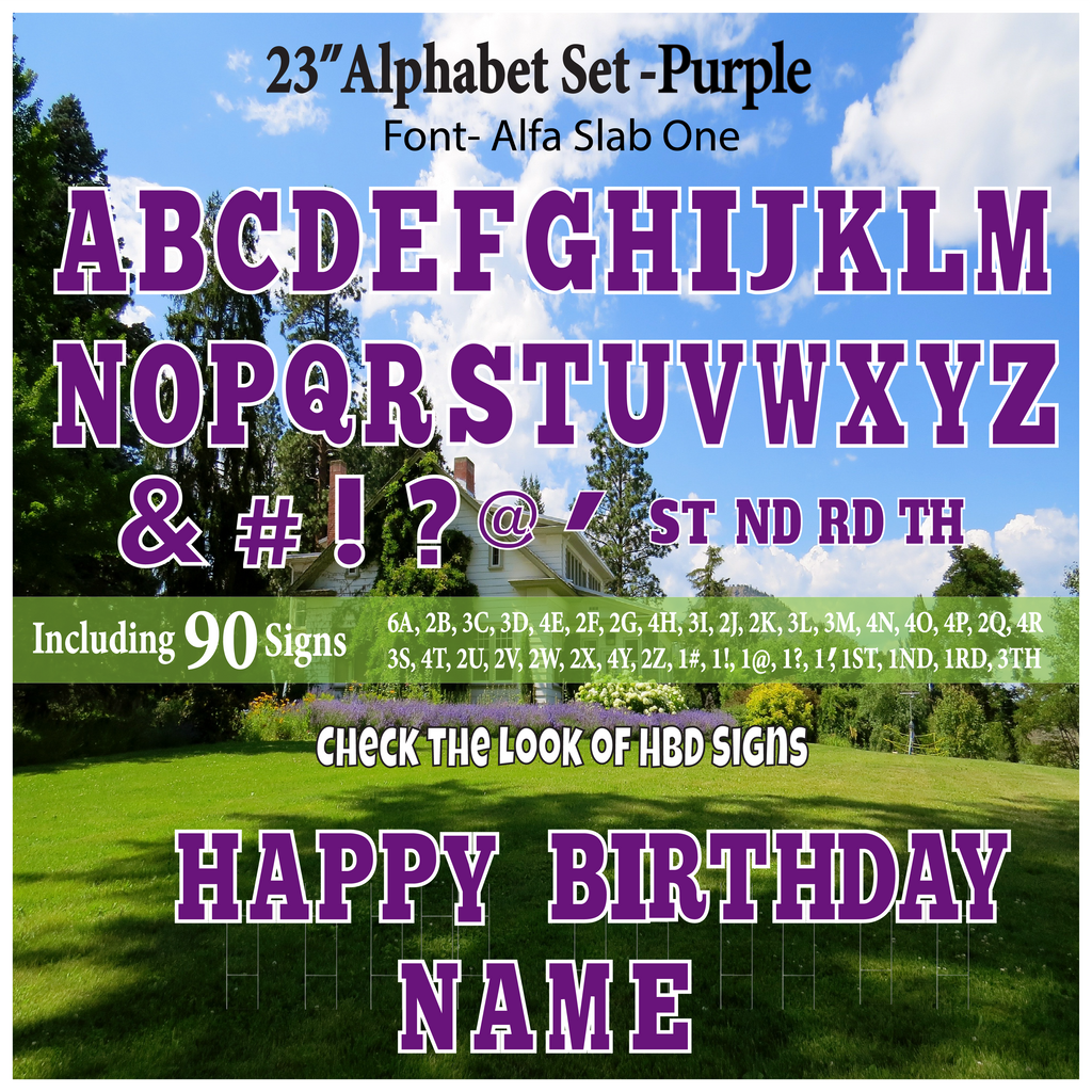 Solid Purple 23'' Full Alphabet Set Including A-Z and Symbols
