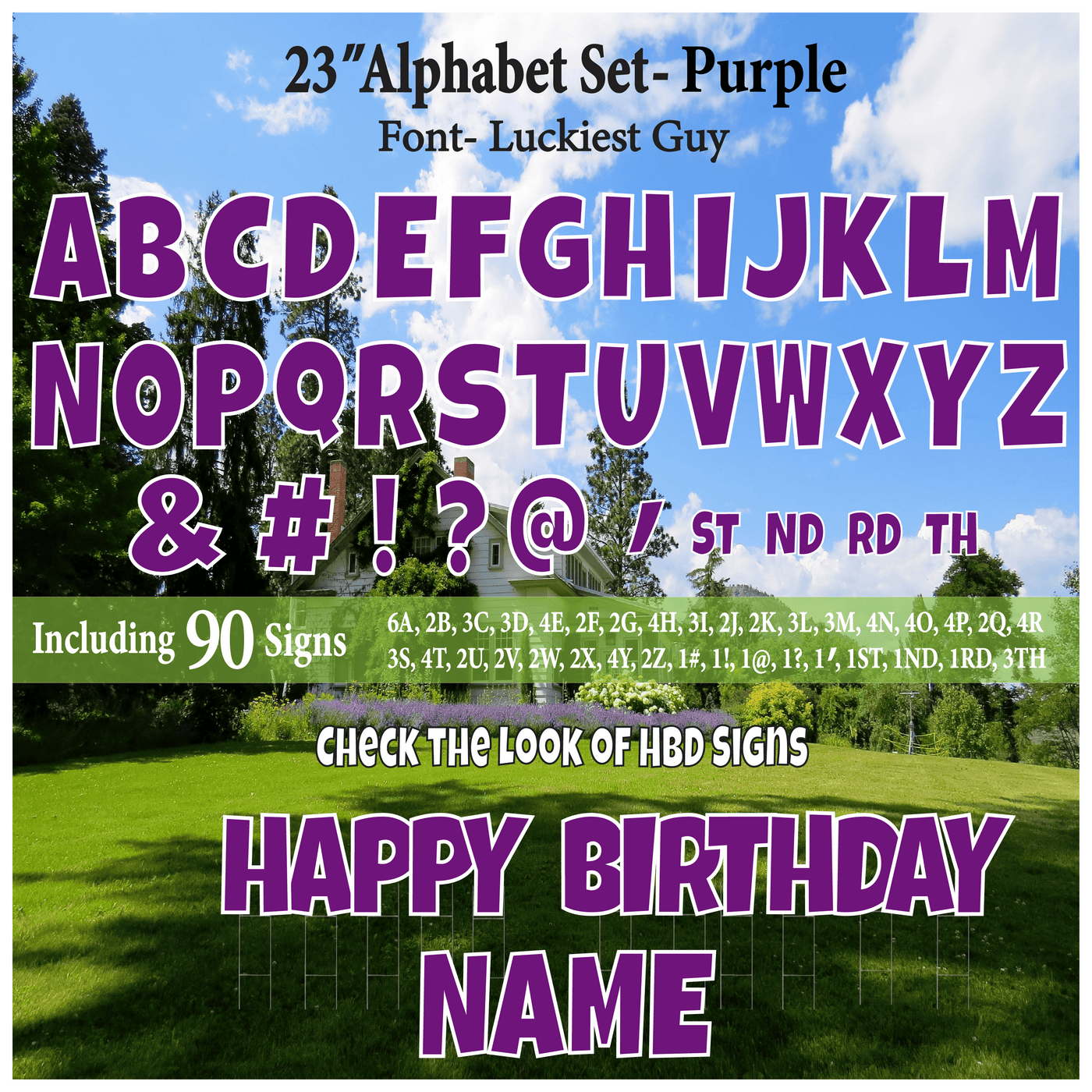 Solid Purple 23'' Full Alphabet Set Including A-Z and Symbols