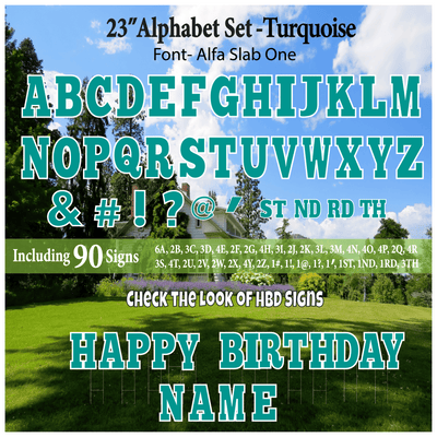 Solid Turquoise 23'' Full Alphabet Set Including A-Z and Symbols