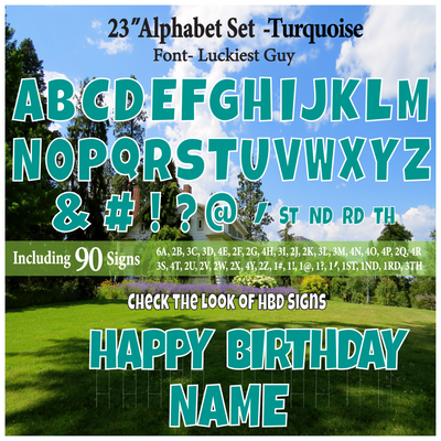 Solid Turquoise 23'' Full Alphabet Set Including A-Z and Symbols